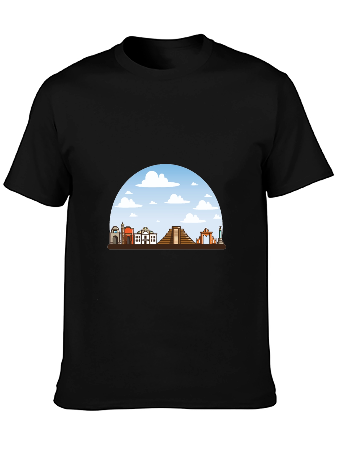 Mens Black T-Shirt with Landmark Graphic