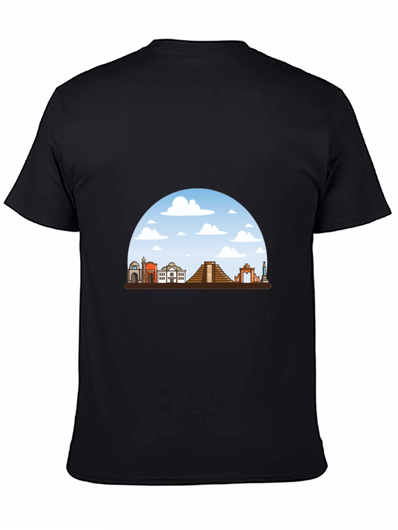 Mens Black T-Shirt with Landmark Graphic