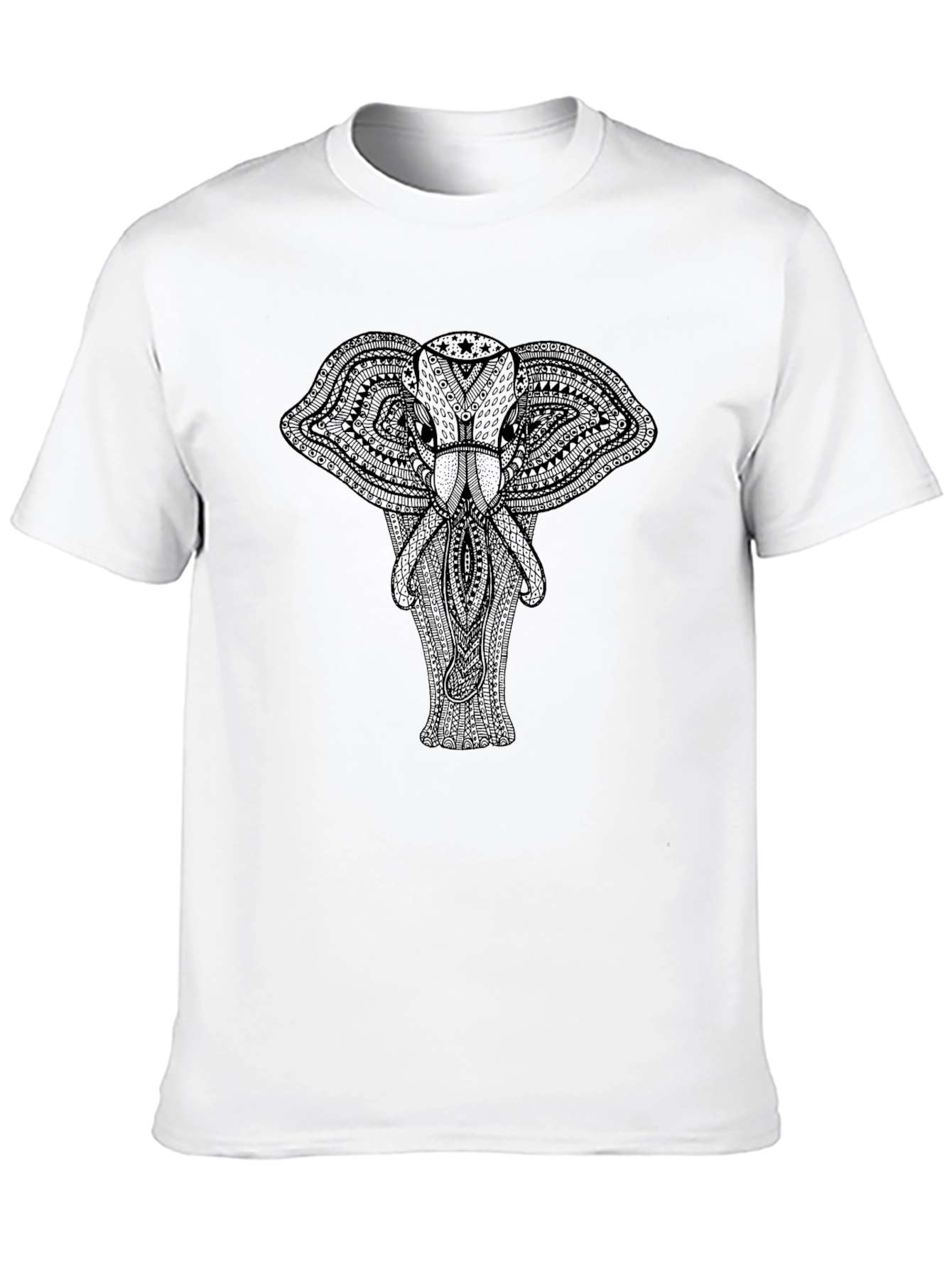 Elephant Mandala Graphic T-Shirt - Stylish Black Tee