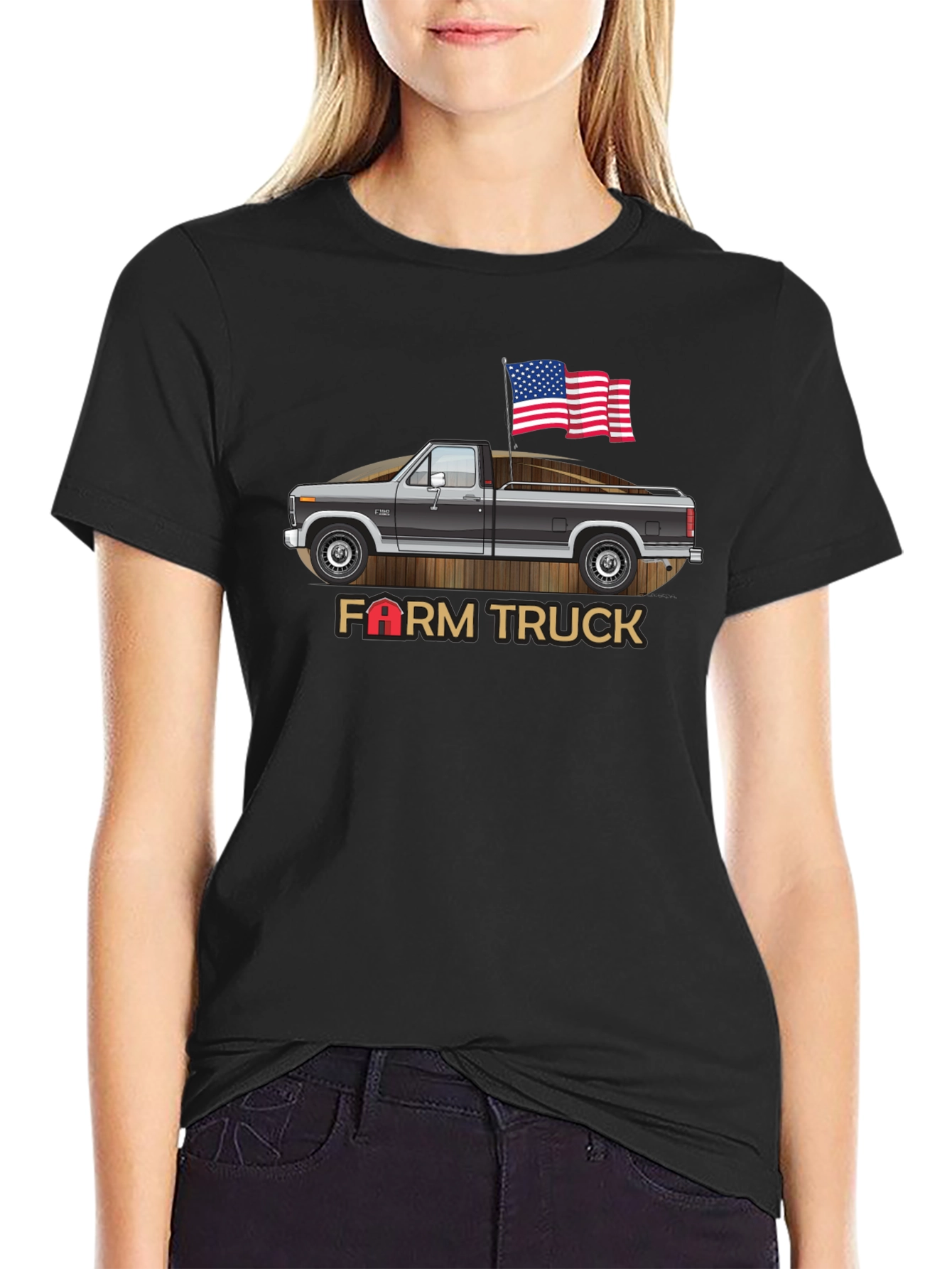Farm Truck American Flag Graphic Tee