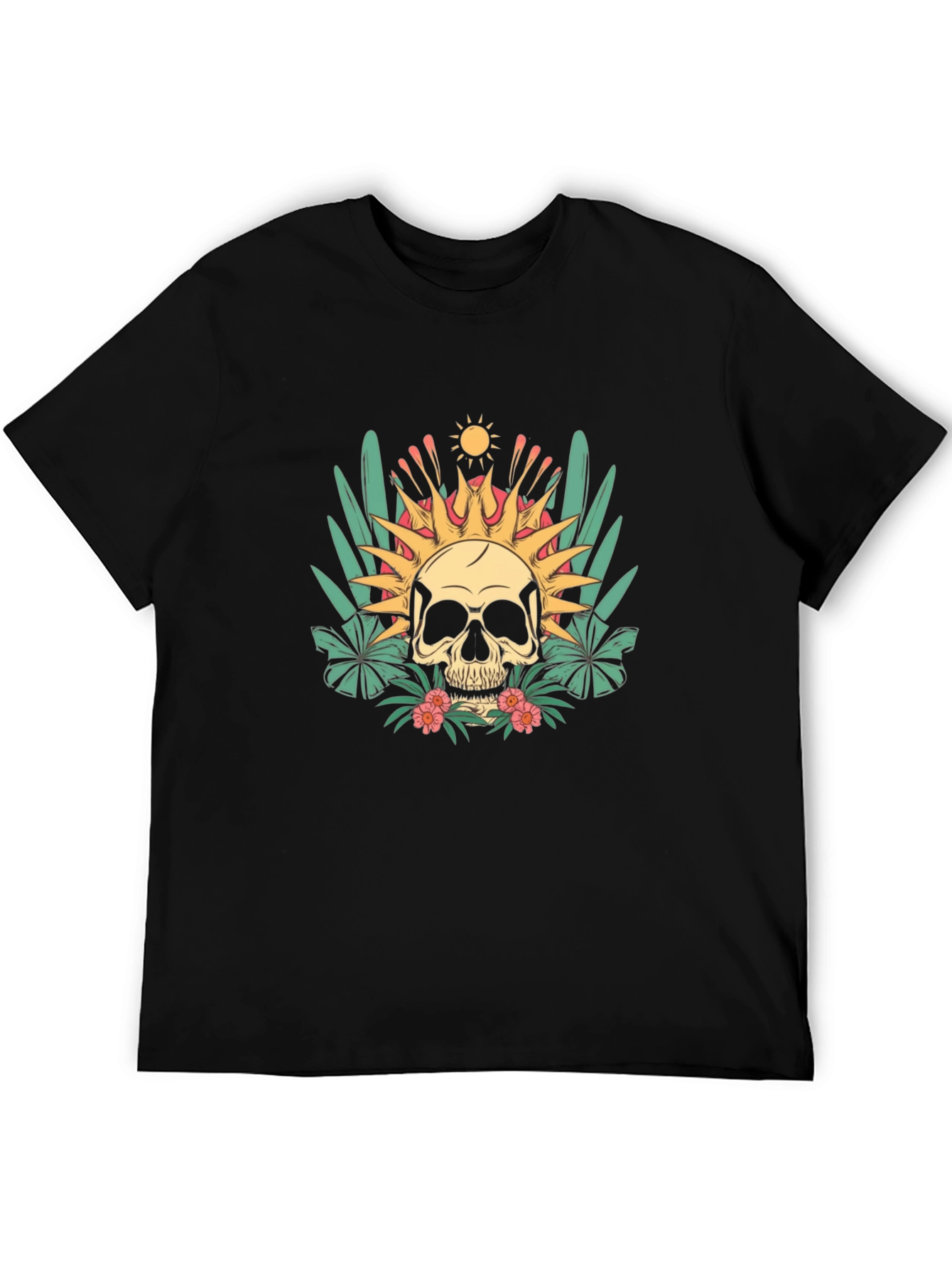 Tropical Skull Graphic T-Shirt