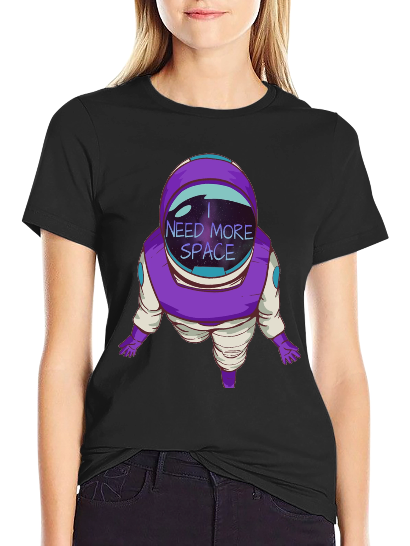 I Need More Space Astronaut Black T-Shirt