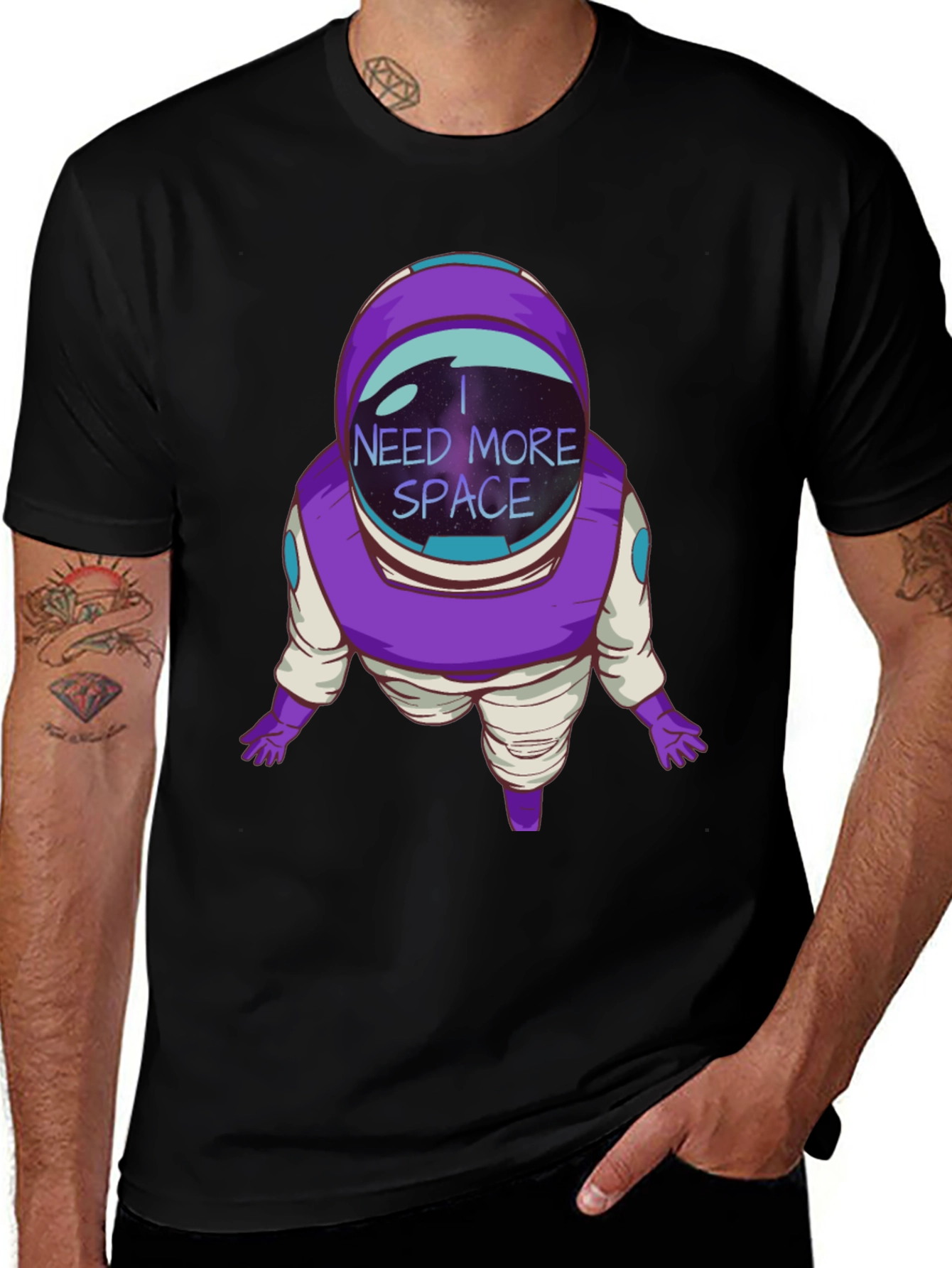 I Need More Space Astronaut Black T-Shirt