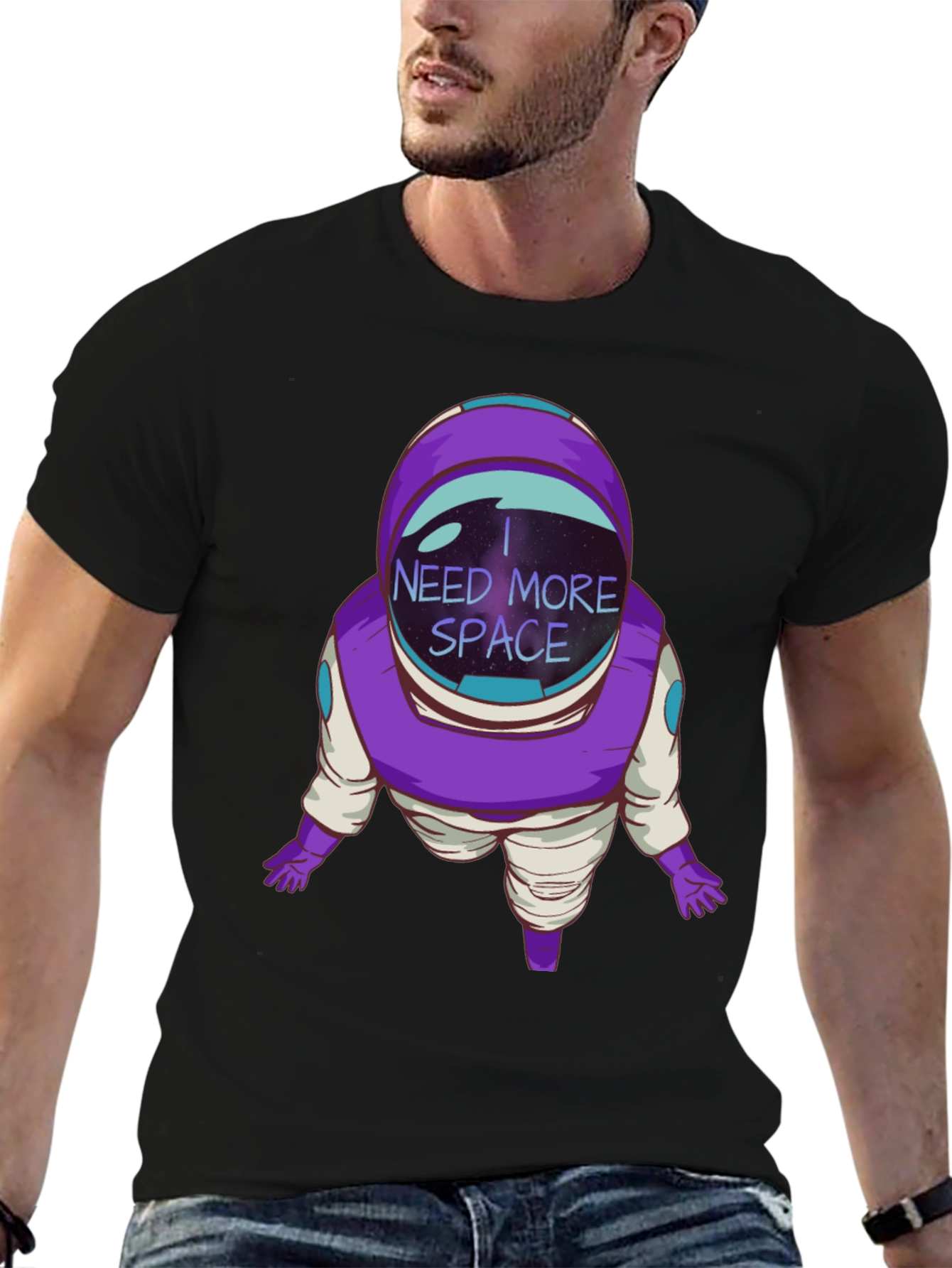 I Need More Space Astronaut Black T-Shirt