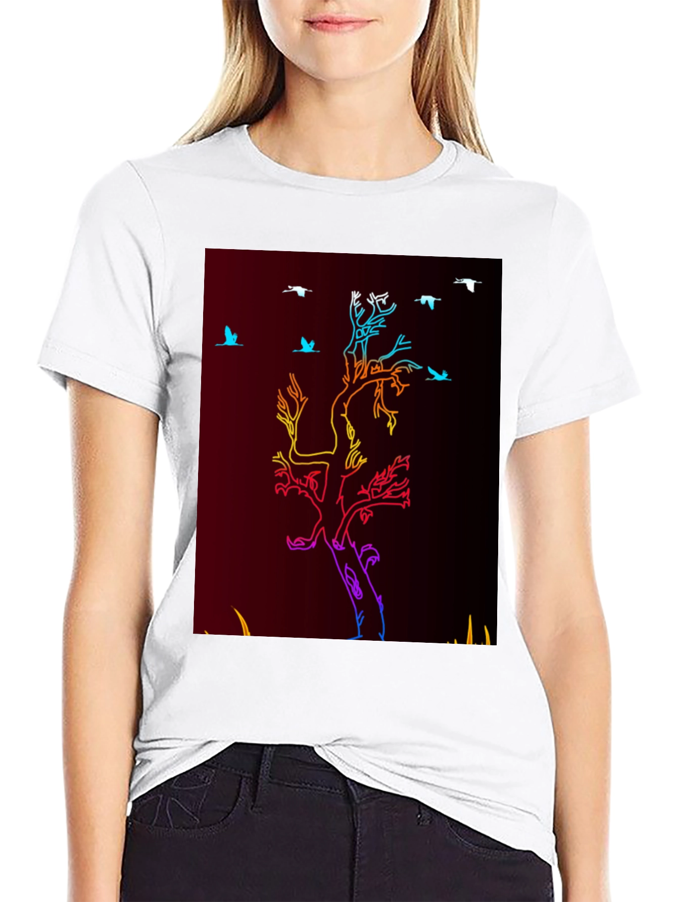 Neon Tree & Birds Graphic Tee