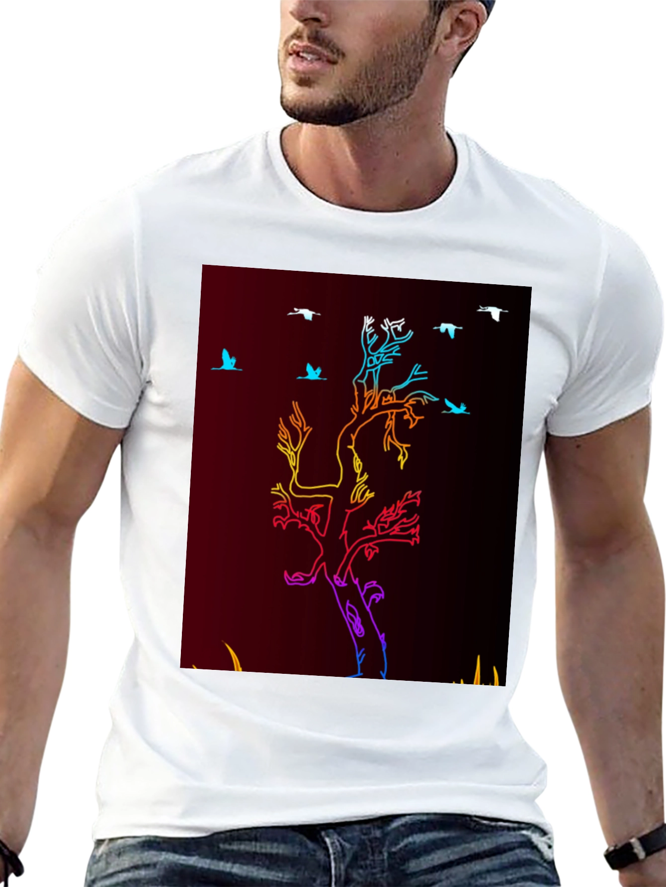 Neon Tree & Birds Graphic Tee