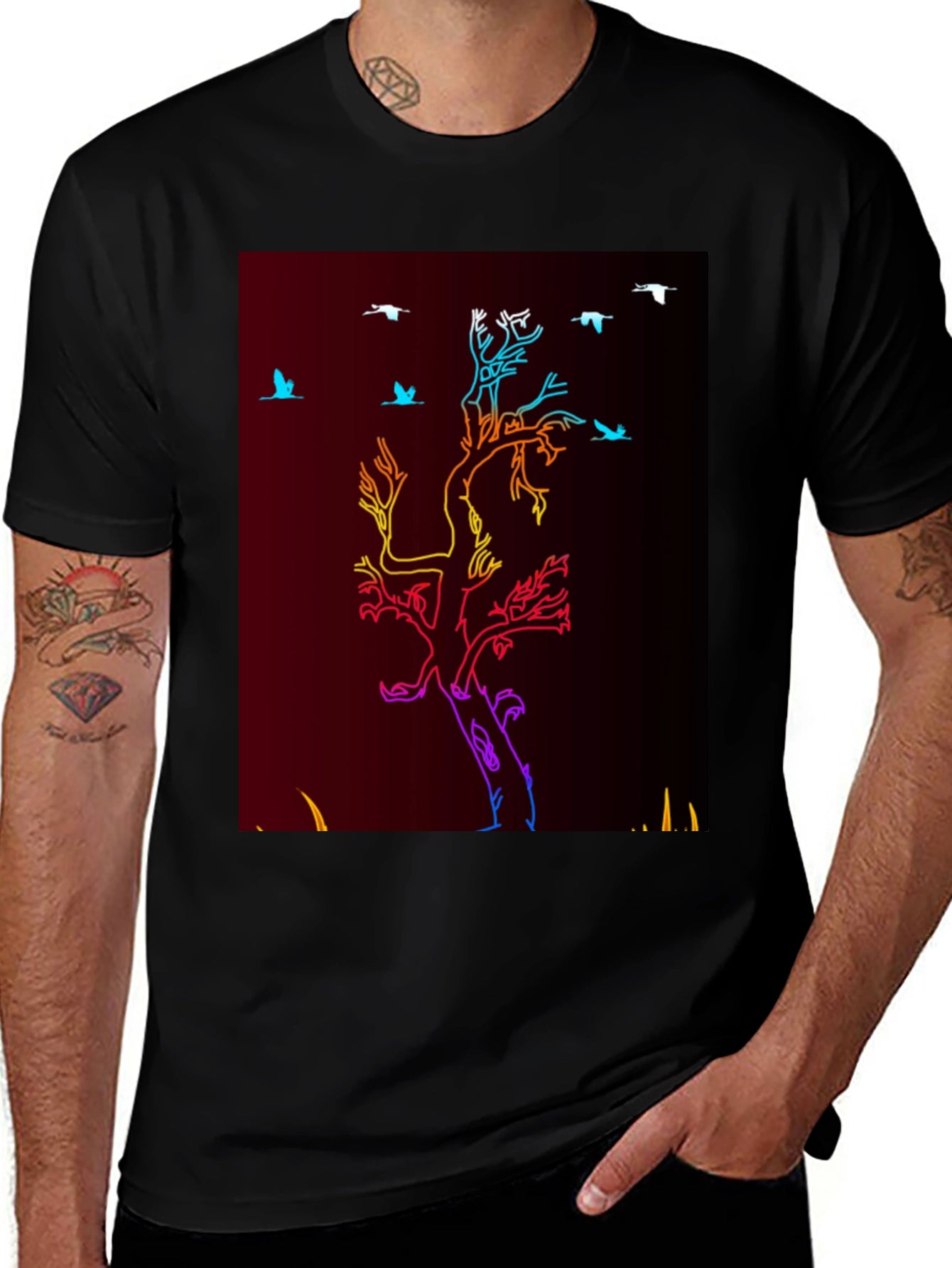 Neon Tree & Birds Graphic Tee