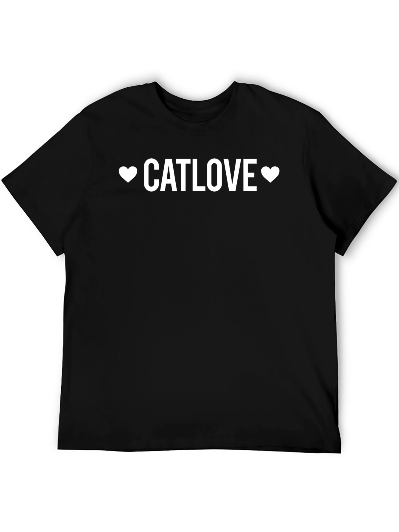 Catlove Heart Graphic T-Shirt - Black