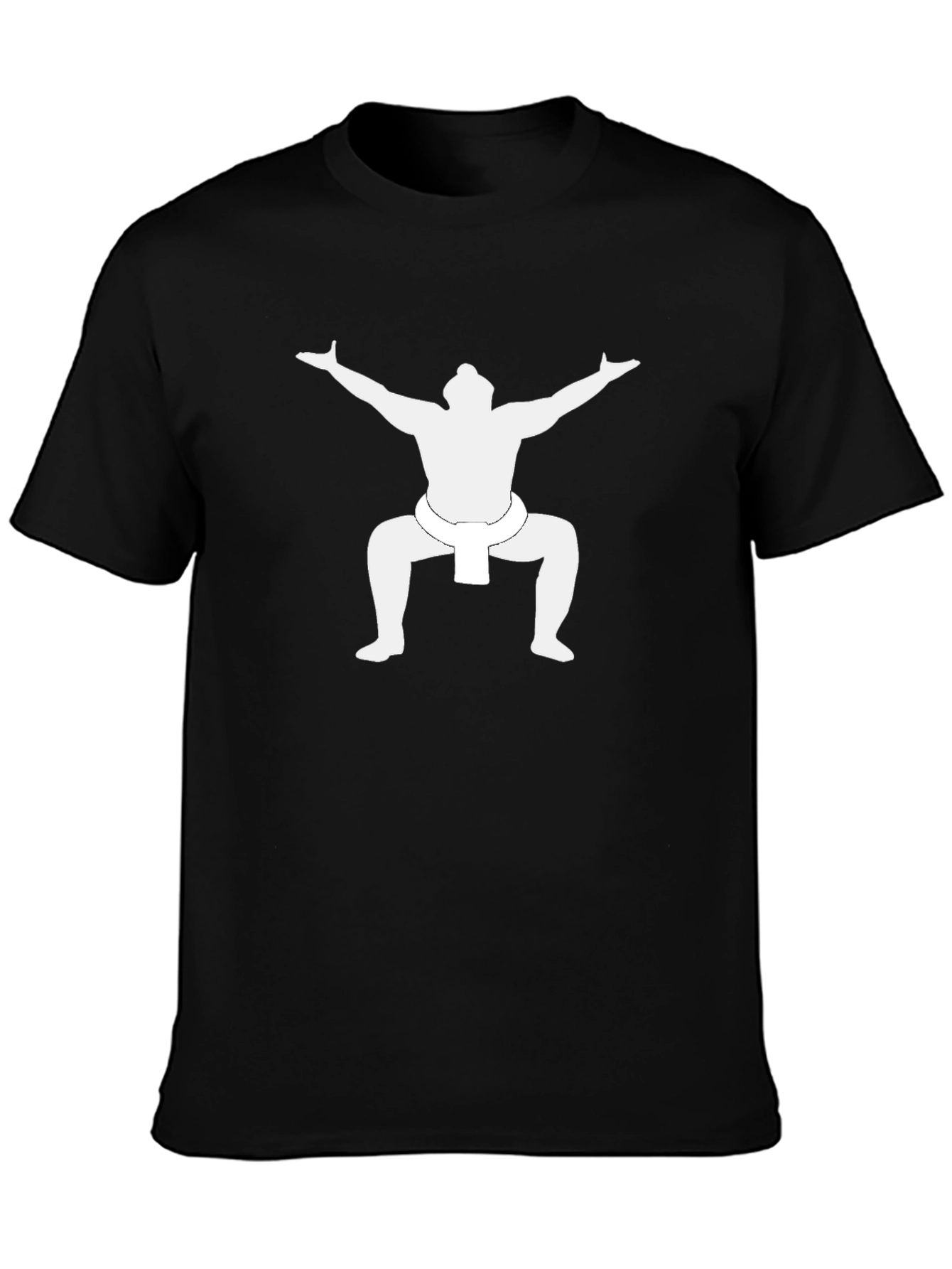 Sumo Wrestler Graphic Tee - Black Casual T-Shirt