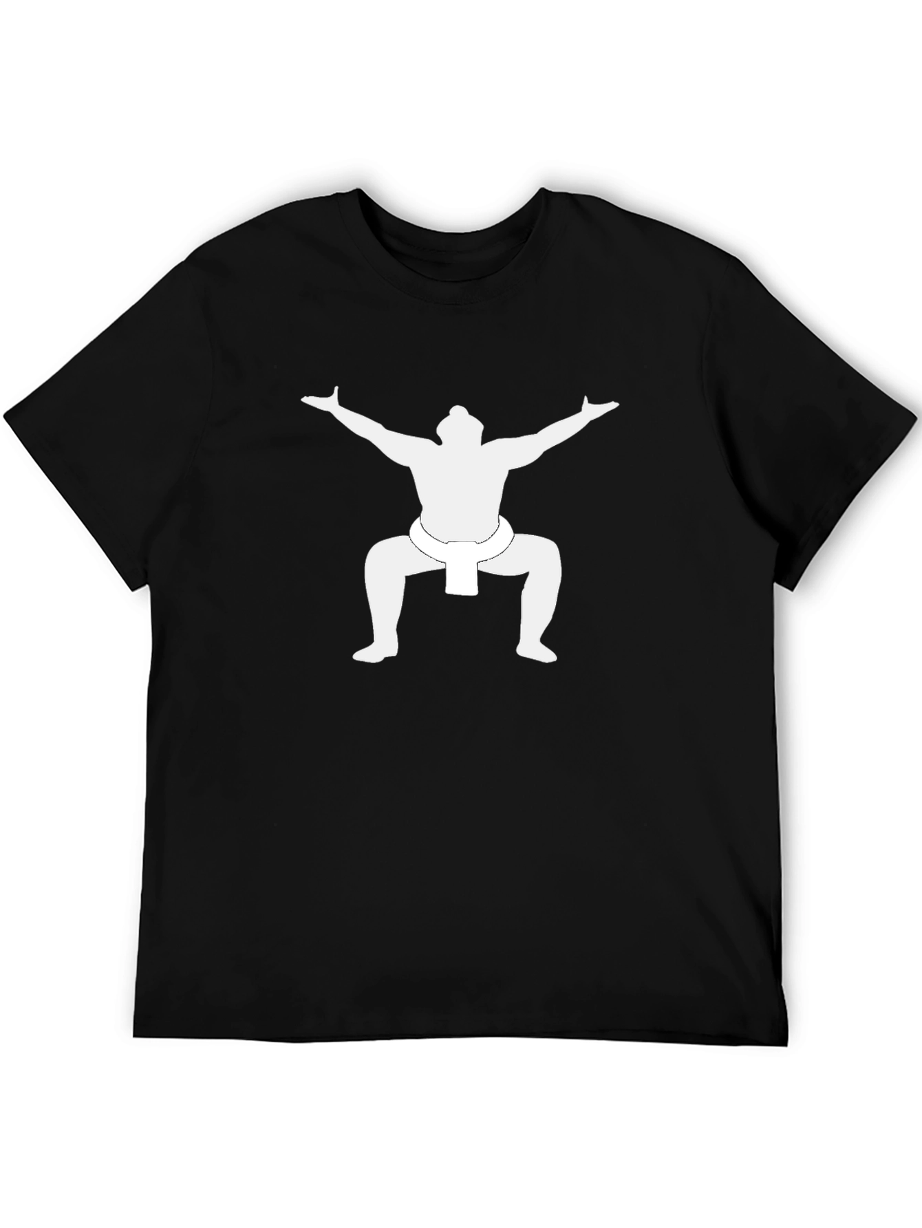 Sumo Wrestler Graphic Tee - Black Casual T-Shirt