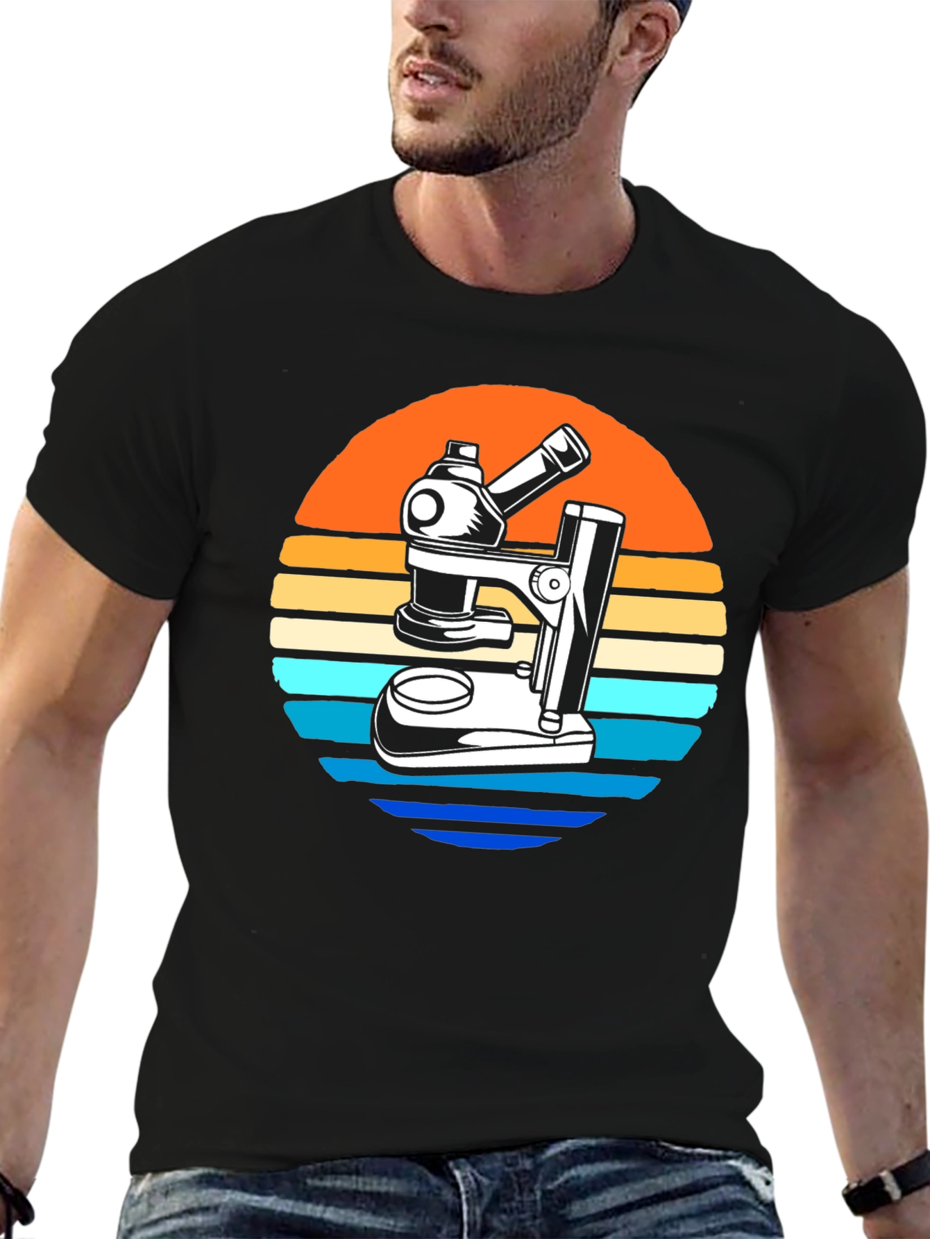 Retro Microscope Graphic T-Shirt - Science Lover Gift