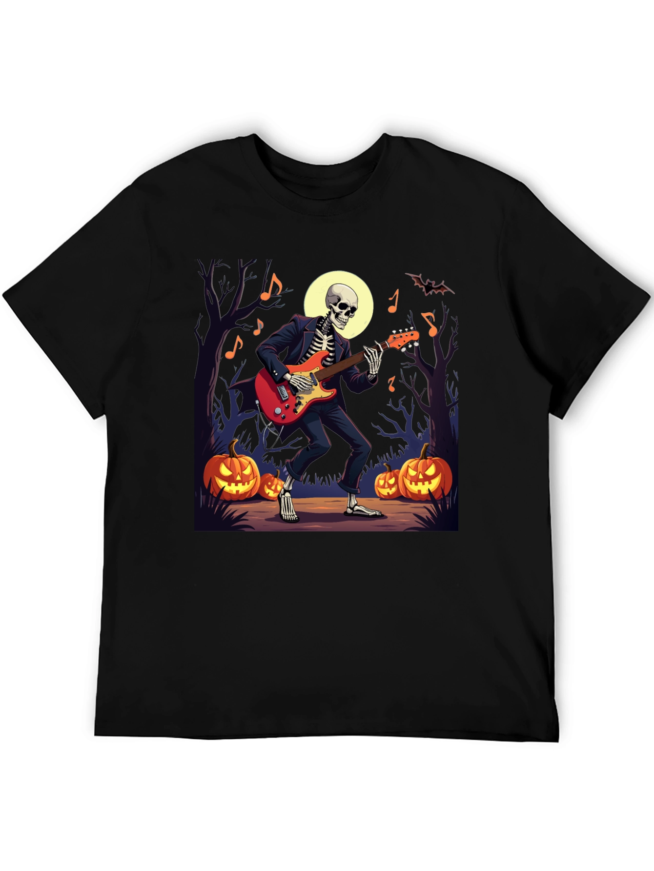 Skeleton Guitarist Halloween Graphic Tee