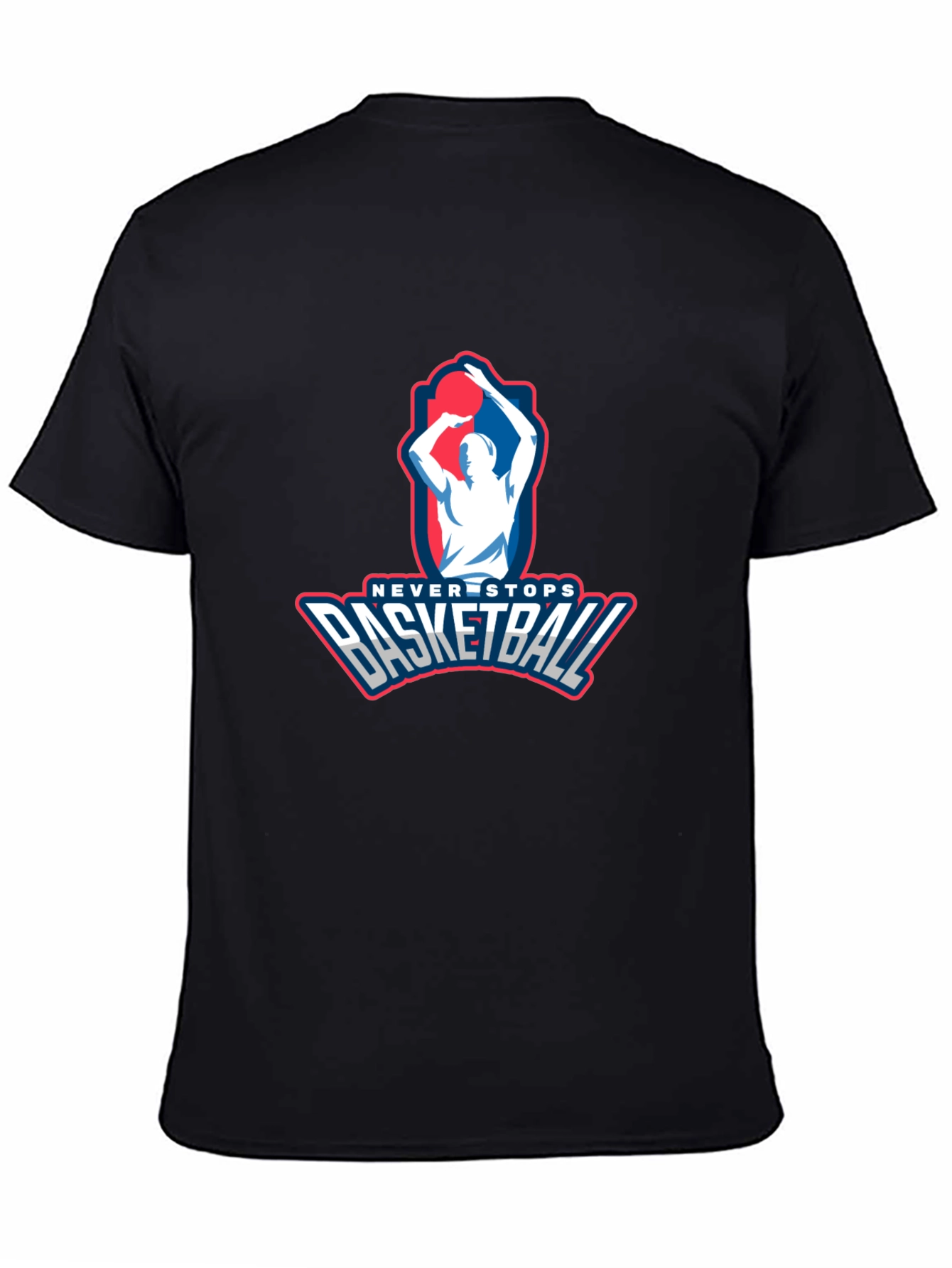Never Stops Basketball Graphic Tee - Mens Black T-Shirt
