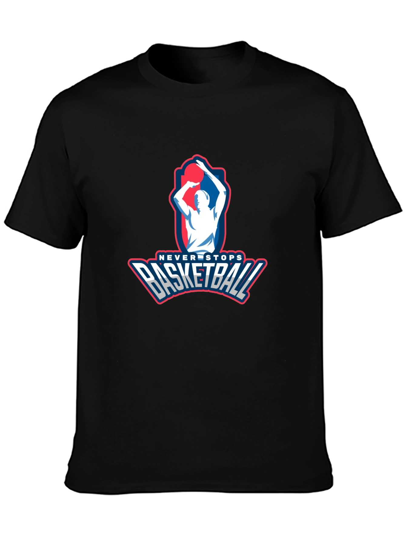 Never Stops Basketball Graphic Tee - Mens Black T-Shirt