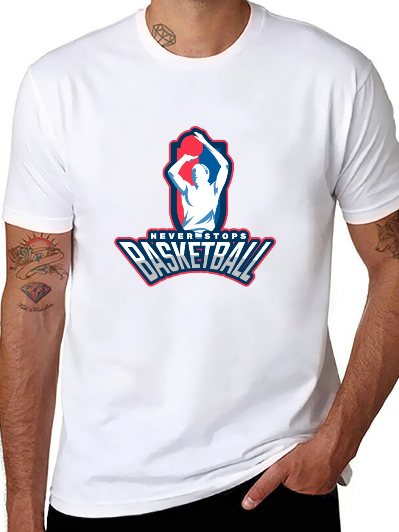 Never Stops Basketball Graphic Tee - Mens Black T-Shirt