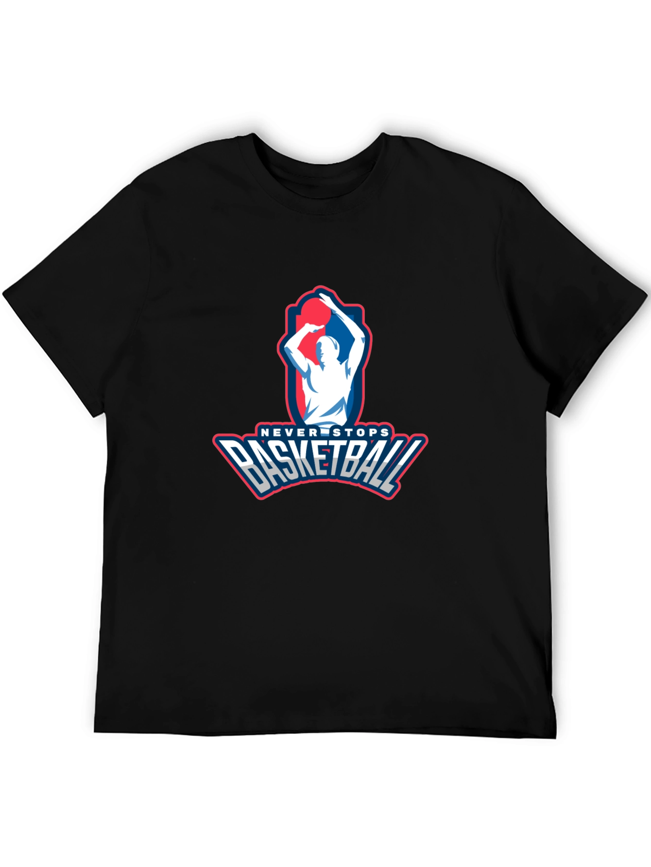 Never Stops Basketball Graphic Tee - Mens Black T-Shirt