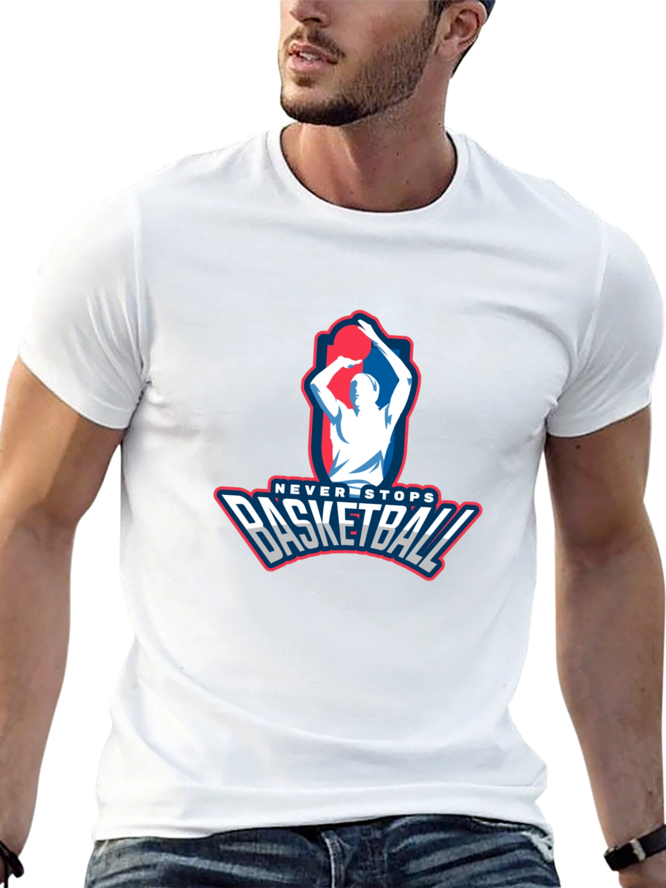 Never Stops Basketball Graphic Tee - Mens Black T-Shirt