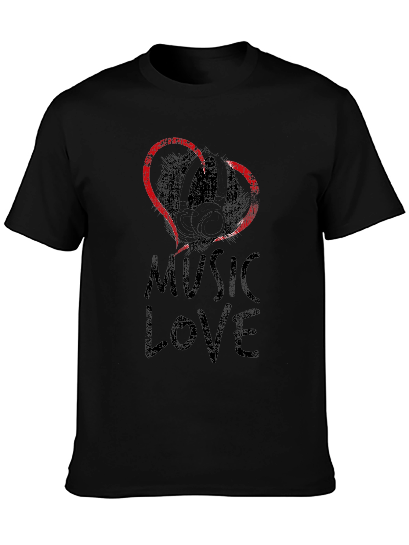 Music Love Graphic Tee - Black Cotton T-Shirt