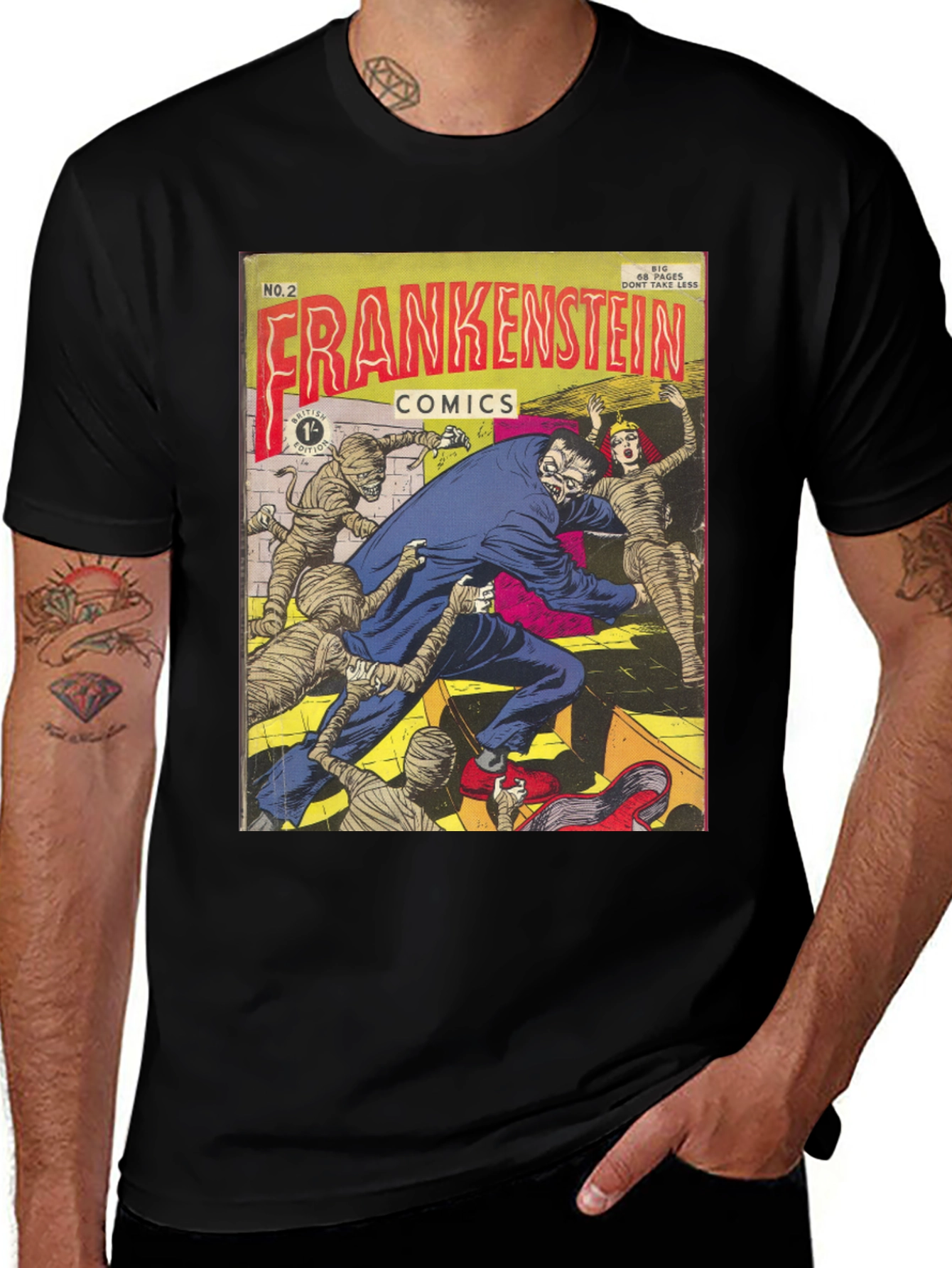 Frankenstein Comic Book Cover Graphic Tee