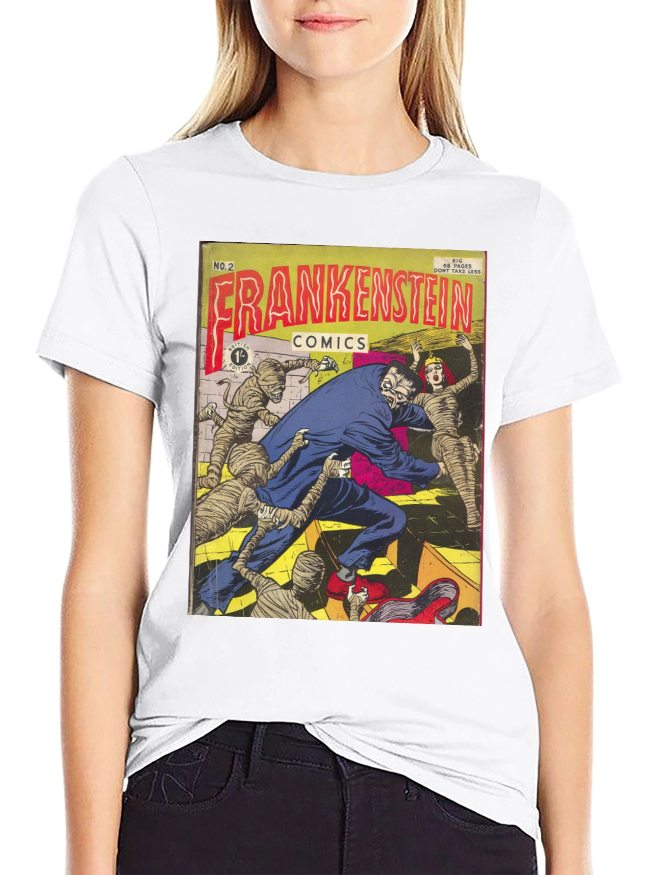 Frankenstein Comic Book Cover Graphic Tee
