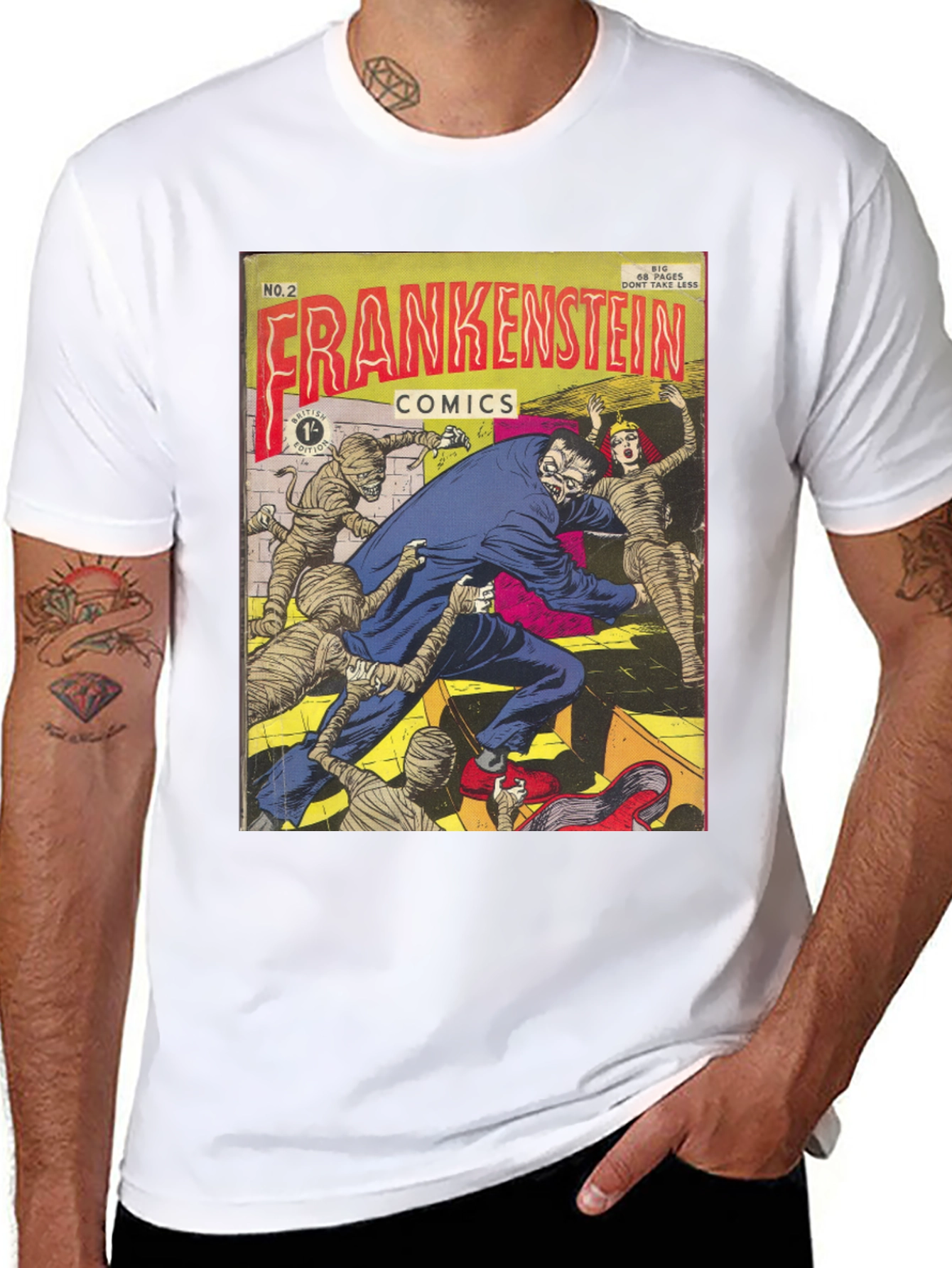 Frankenstein Comic Book Cover Graphic Tee