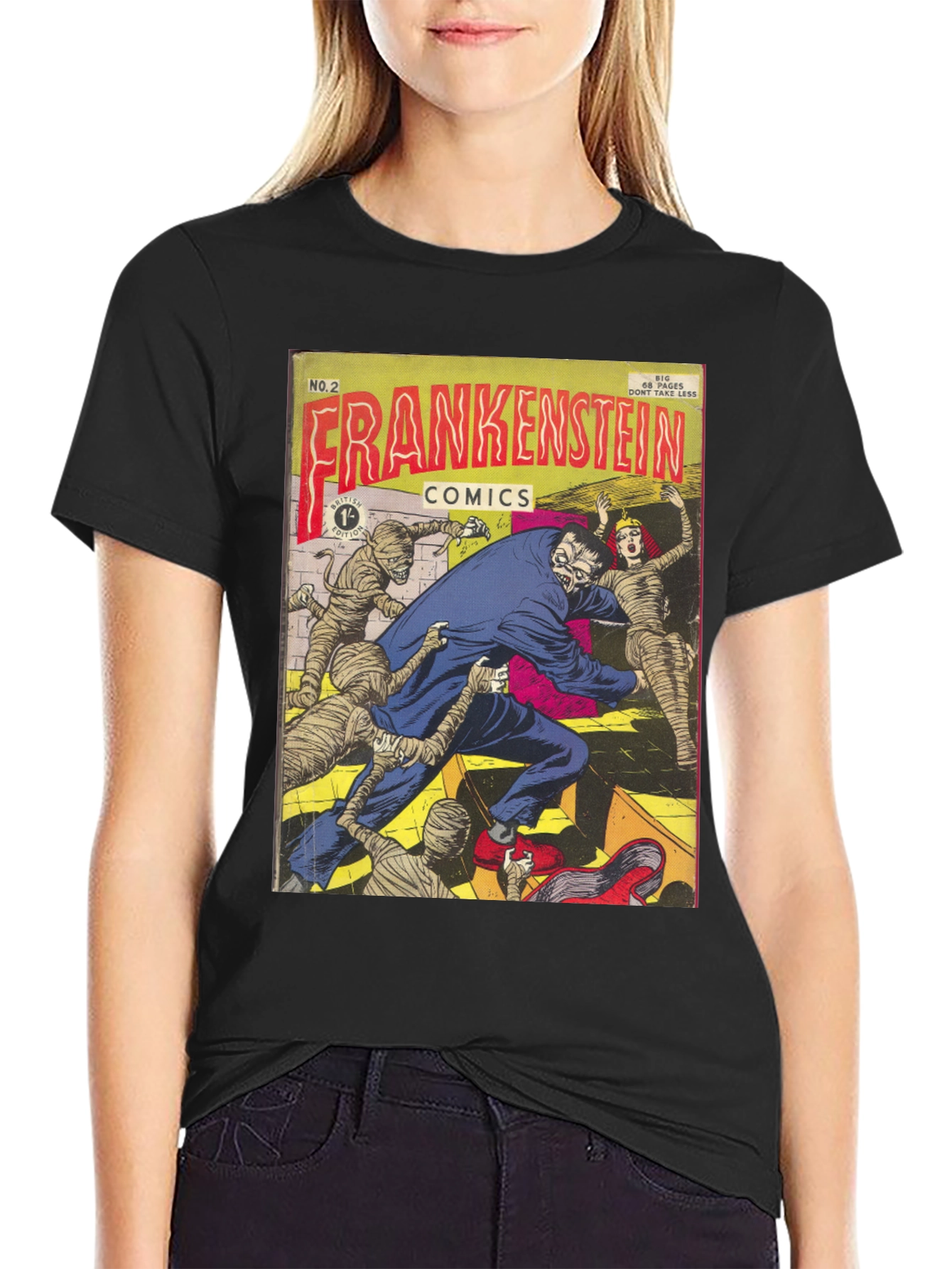Frankenstein Comic Book Cover Graphic Tee