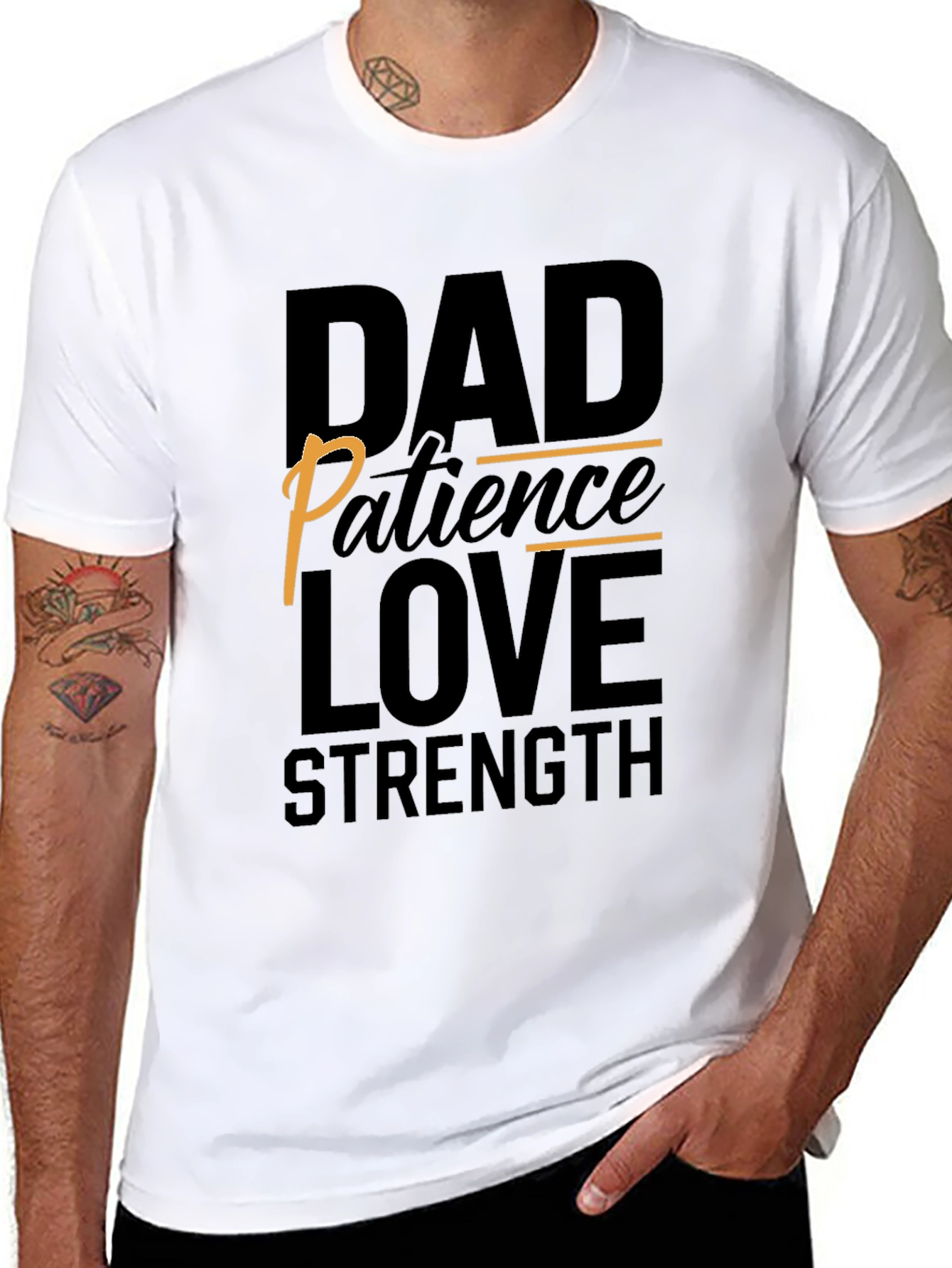 Dad Patience Love Strength Black T-Shirt