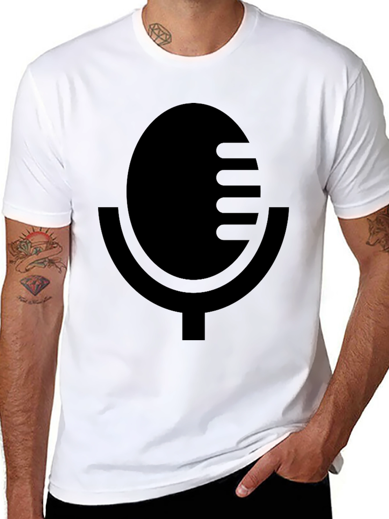 Black Microphone Graphic Tee - Podcast Ready