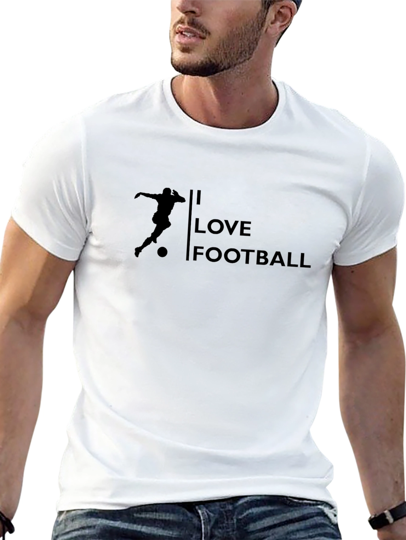 I Love Football T-Shirt Black Casual