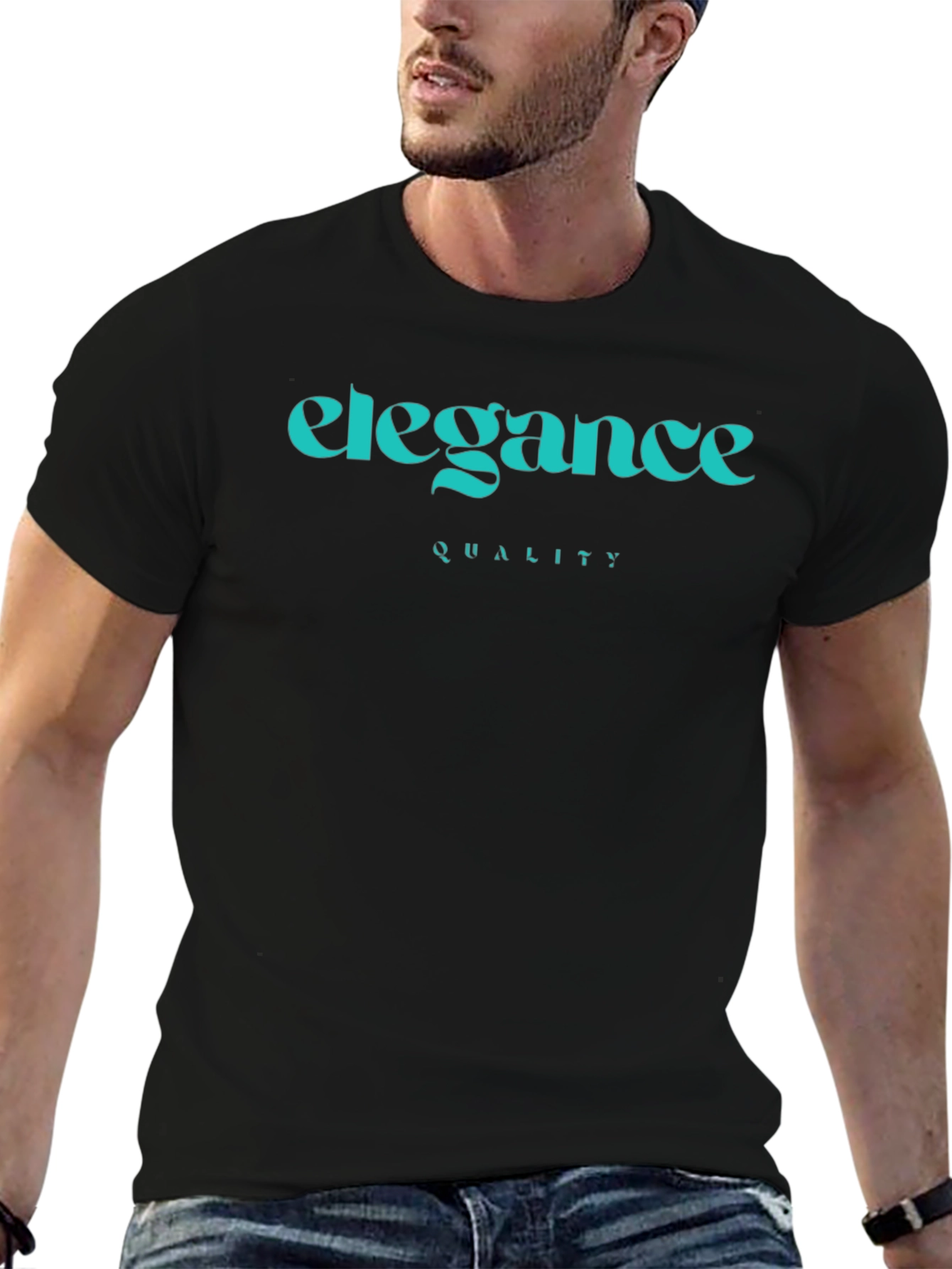Elegance & Quality Black Graphic Tee - Stylish Menswear