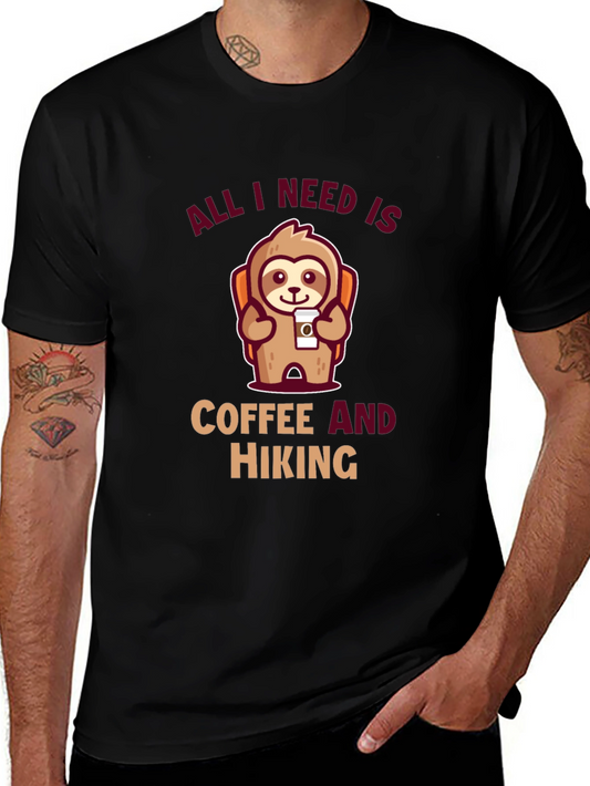 Hiking Sloth T-Shirt: Coffee and Hiking