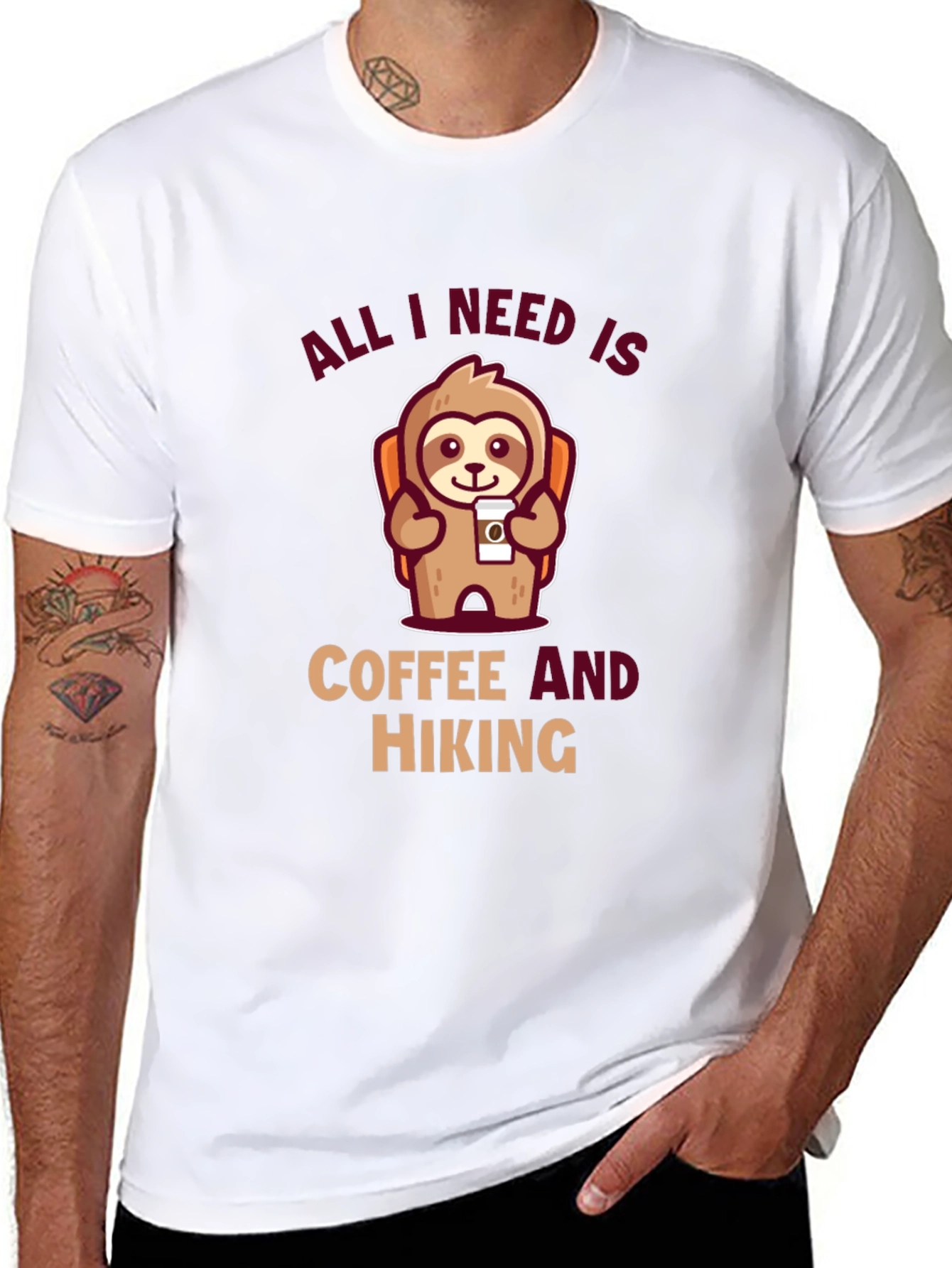 Hiking Sloth T-Shirt: Coffee and Hiking