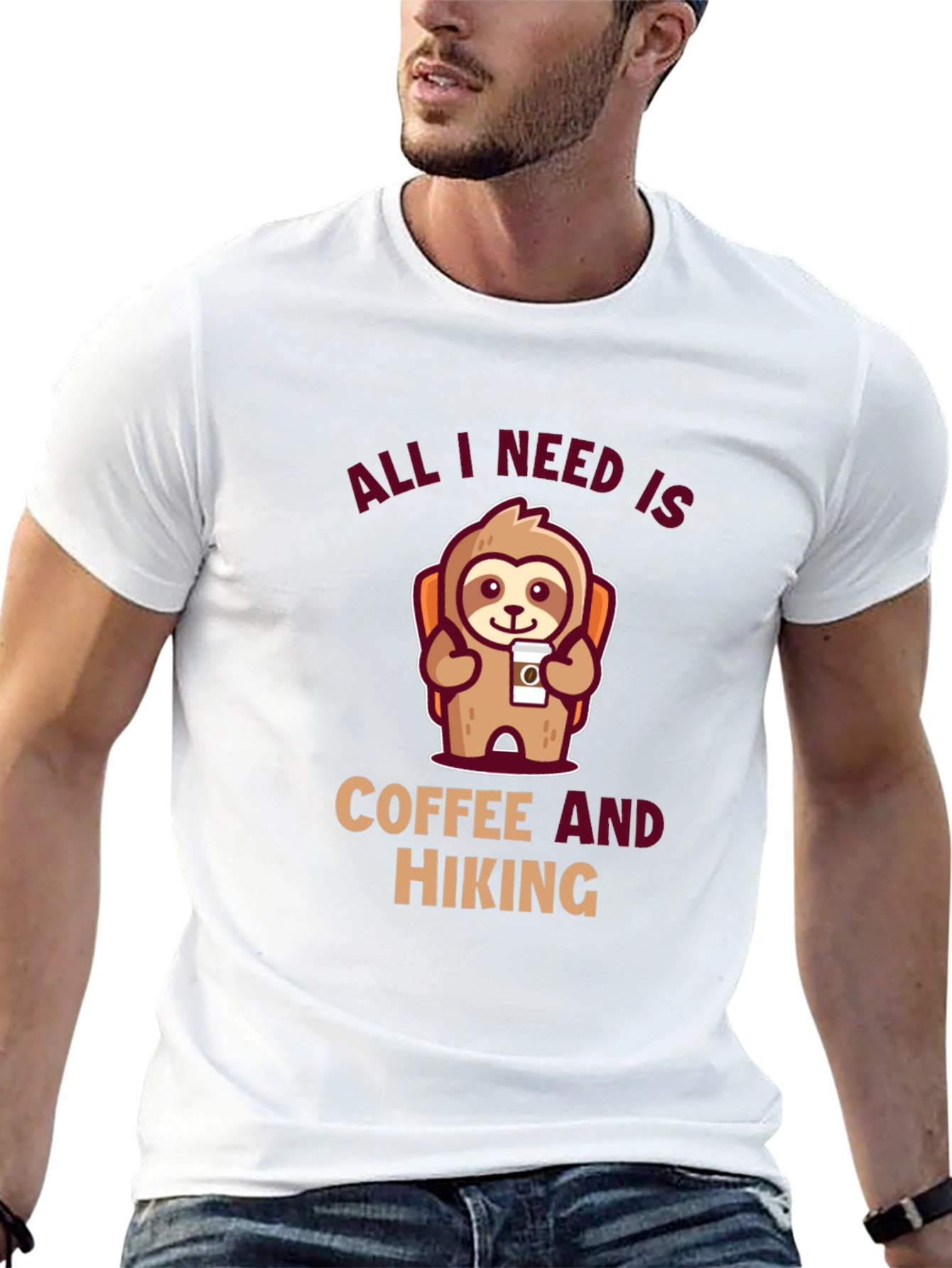 Hiking Sloth T-Shirt: Coffee and Hiking