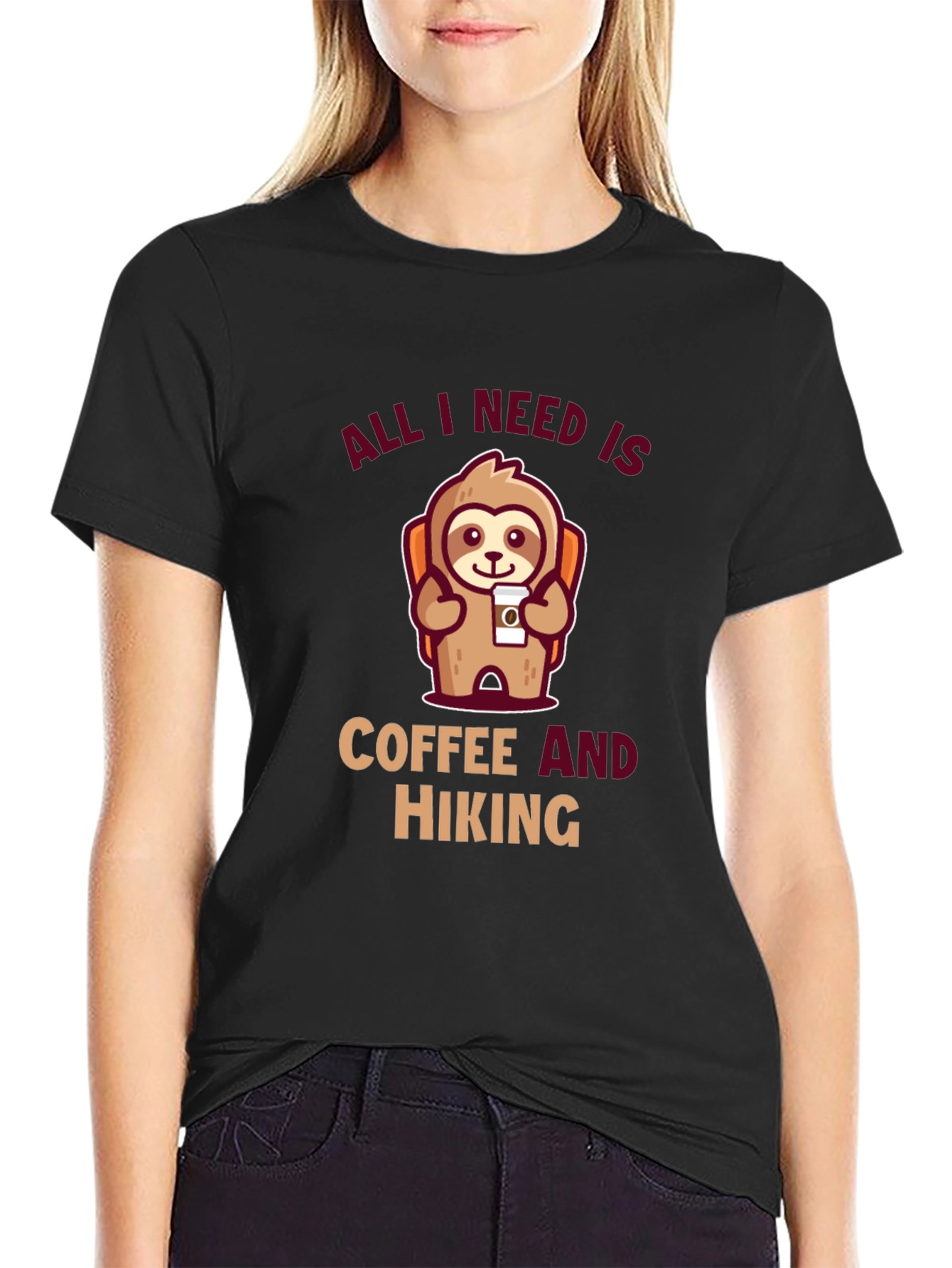 Hiking Sloth T-Shirt: Coffee and Hiking