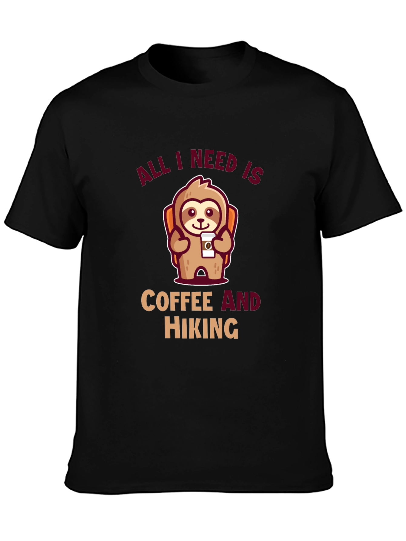 Hiking Sloth T-Shirt: Coffee and Hiking