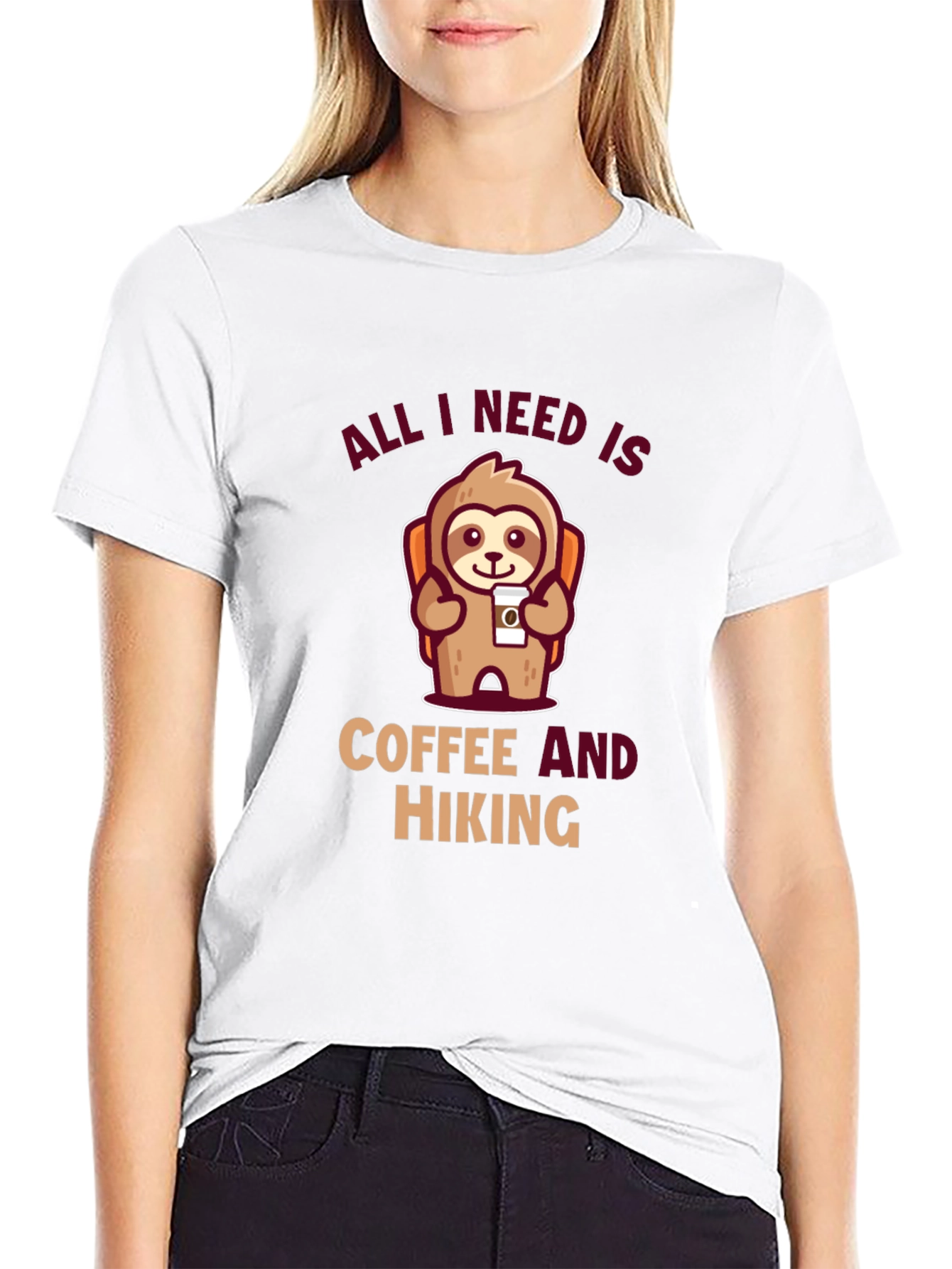 Hiking Sloth T-Shirt: Coffee and Hiking