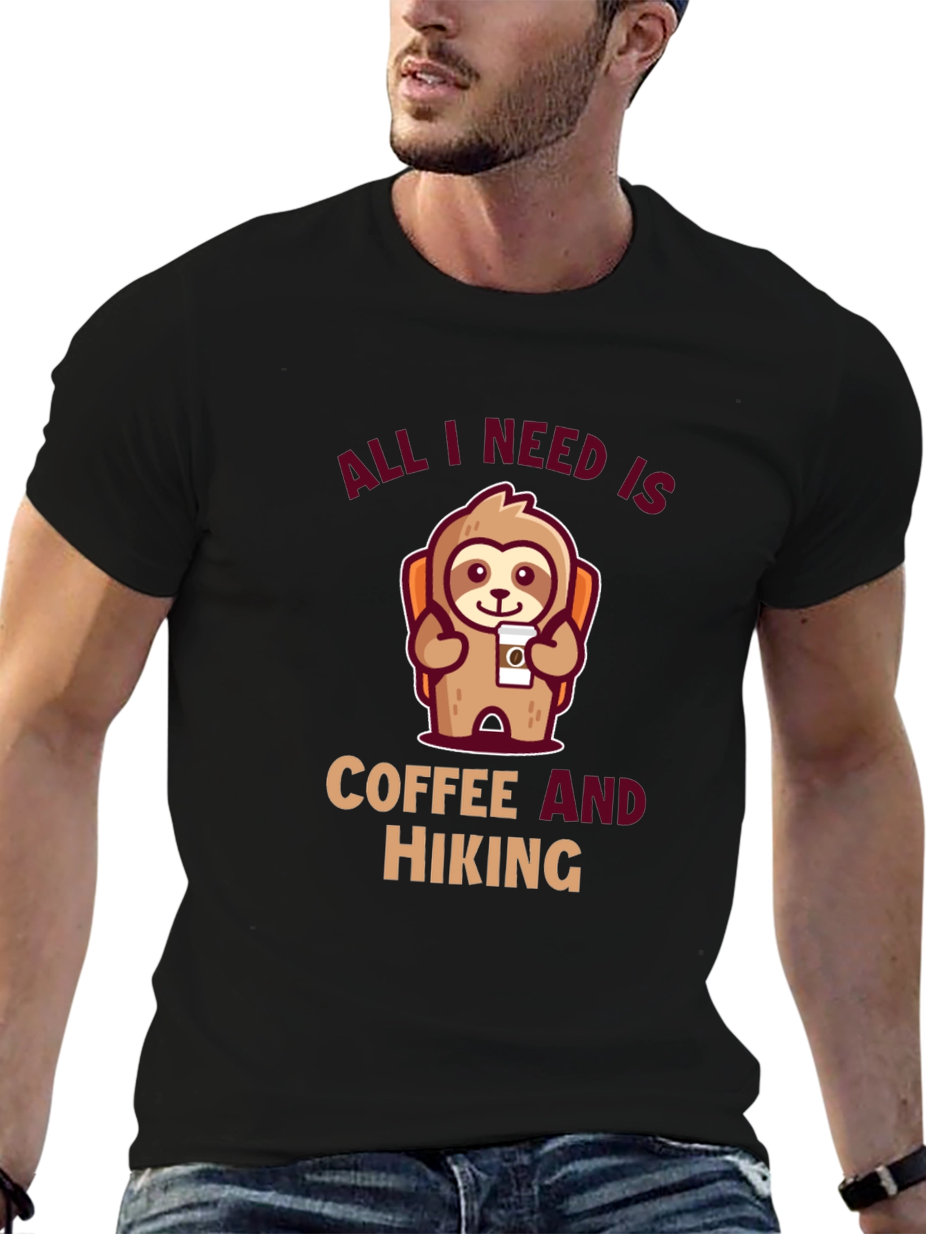 Hiking Sloth T-Shirt: Coffee and Hiking