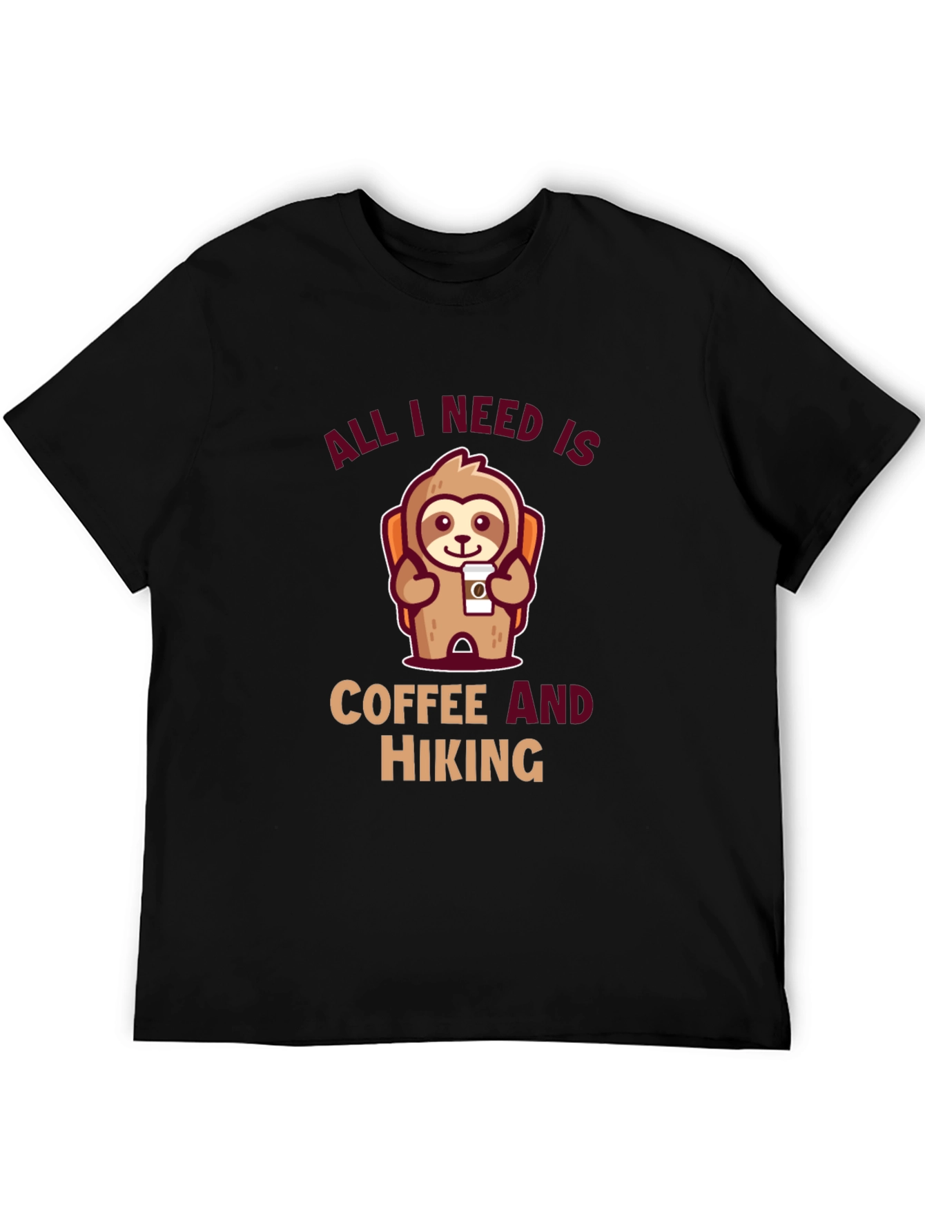 Hiking Sloth T-Shirt: Coffee and Hiking