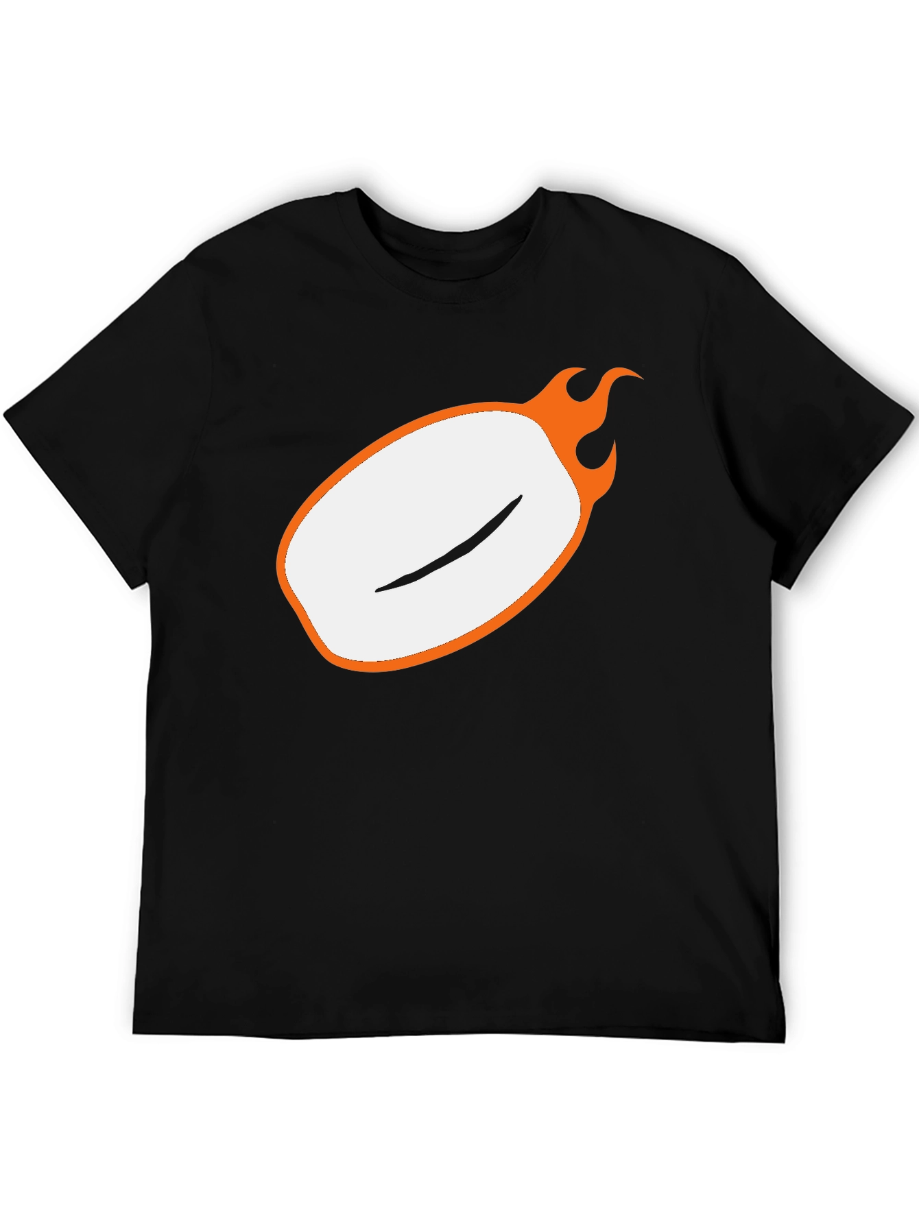 Mens Black Graphic Tee - Flaming Oval Design