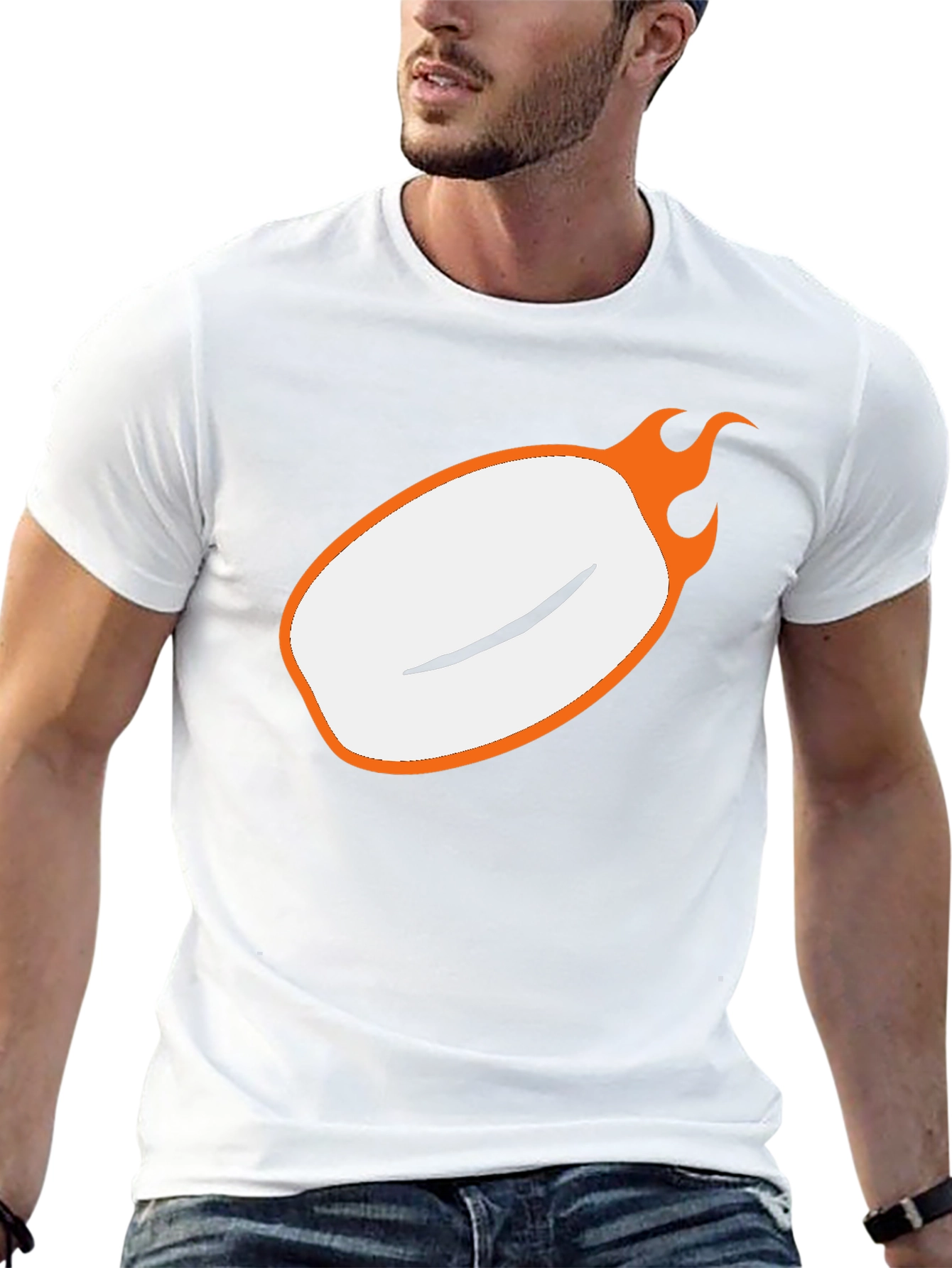 Mens Black Graphic Tee - Flaming Oval Design