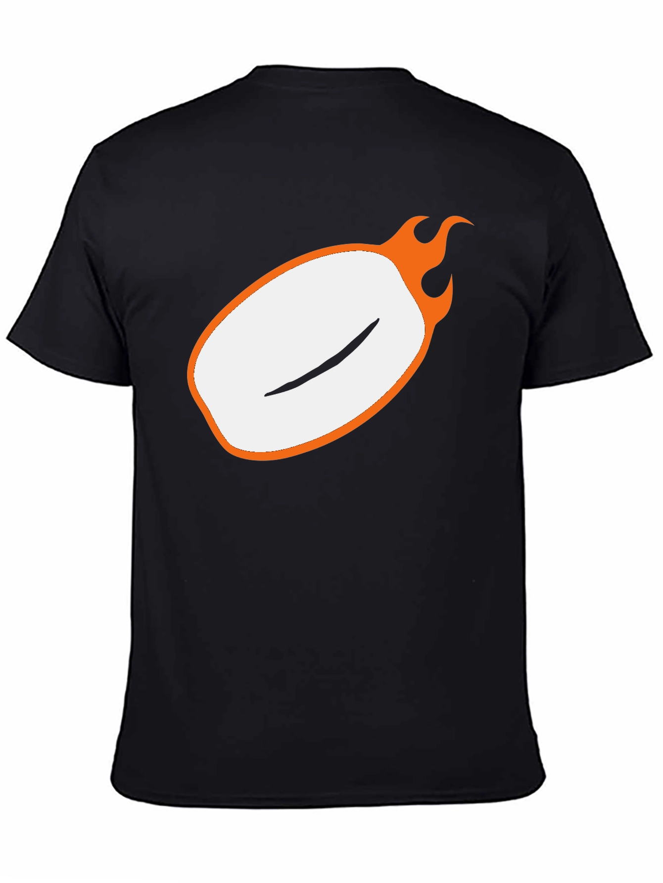 Mens Black Graphic Tee - Flaming Oval Design