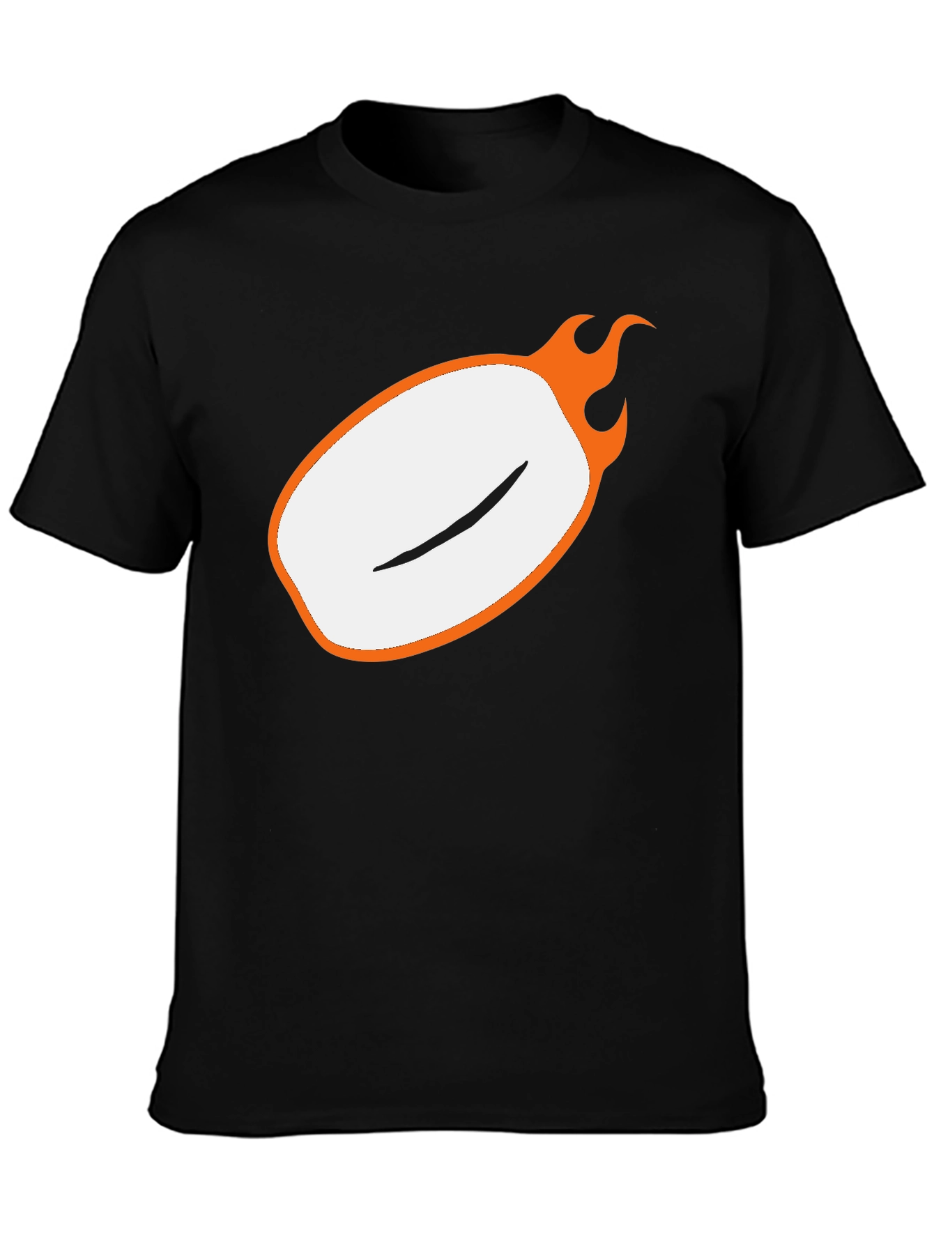 Mens Black Graphic Tee - Flaming Oval Design