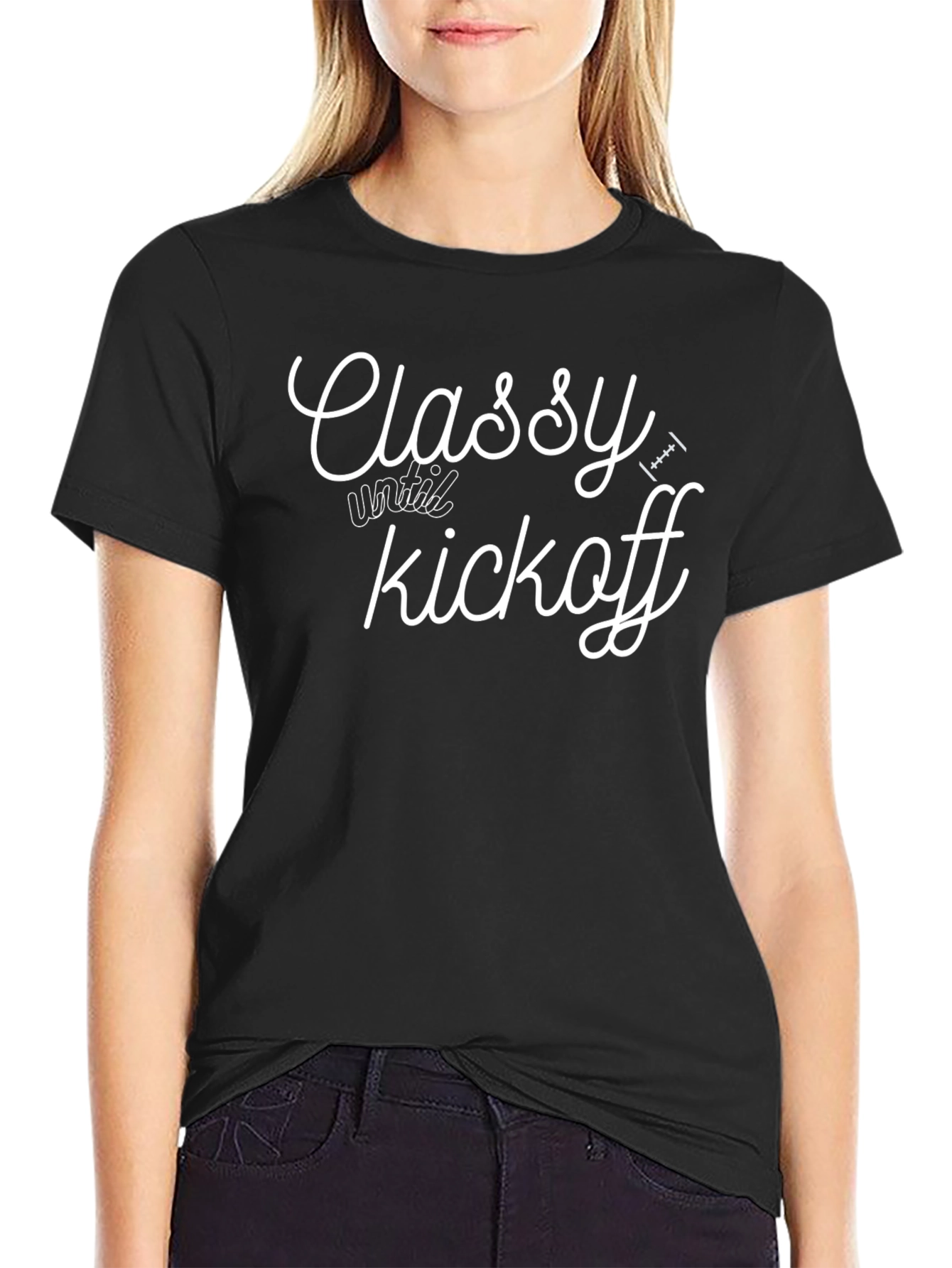 Classy Until Kickoff Black Graphic Tee