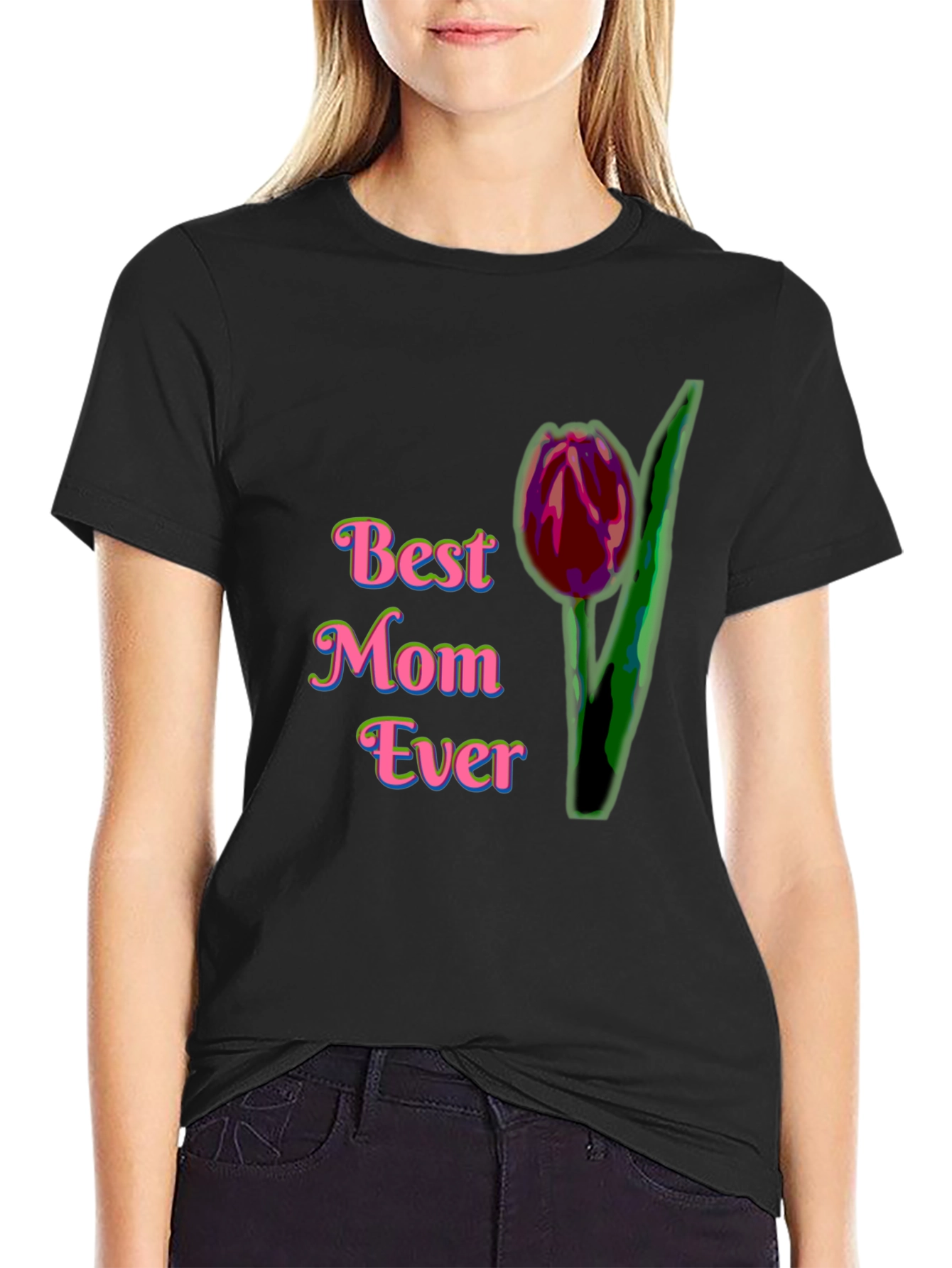 Best Mom Ever T-Shirt with Tulip Design