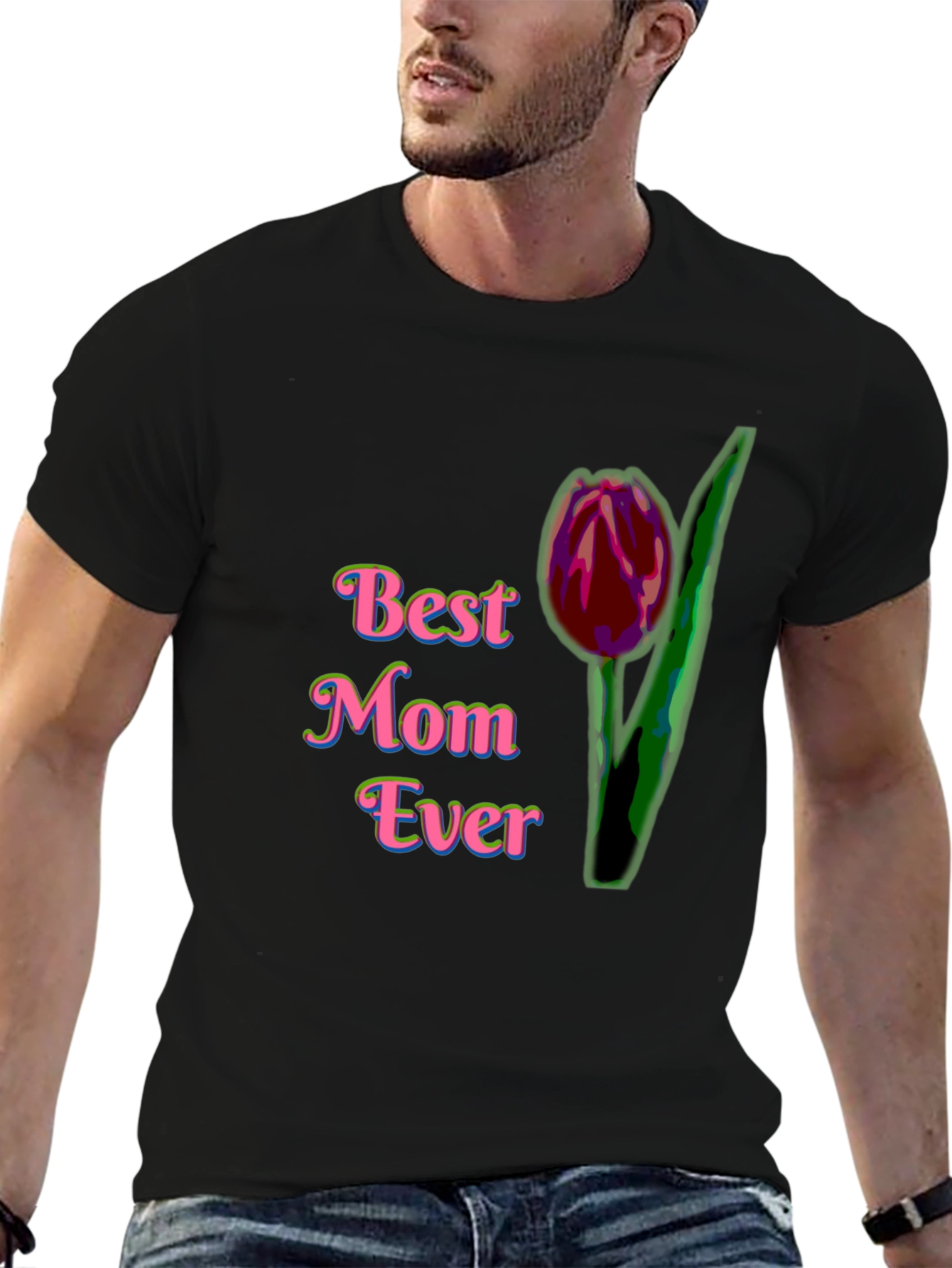 Best Mom Ever T-Shirt with Tulip Design