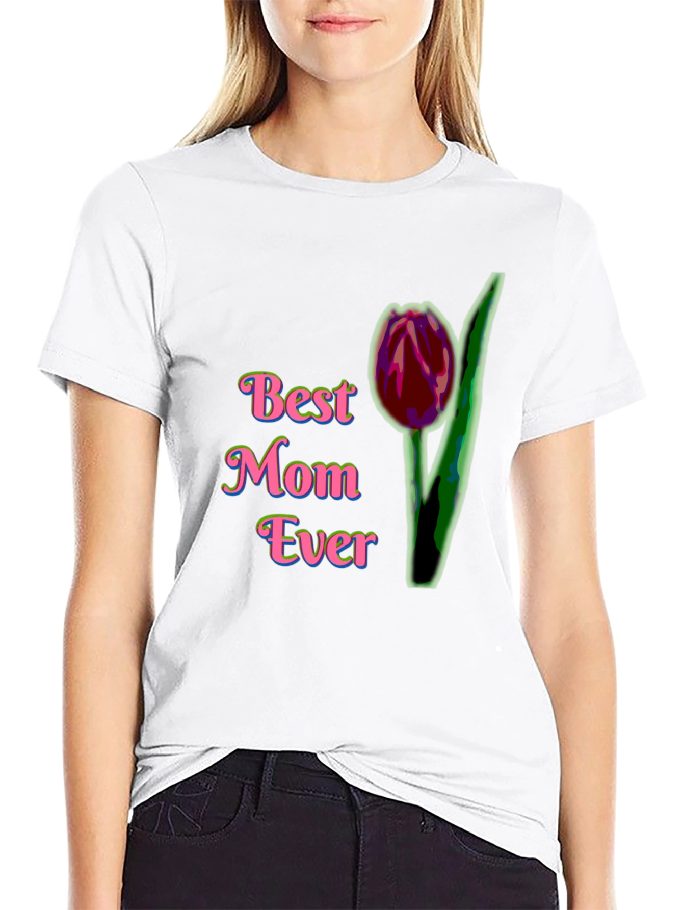 Best Mom Ever T-Shirt with Tulip Design
