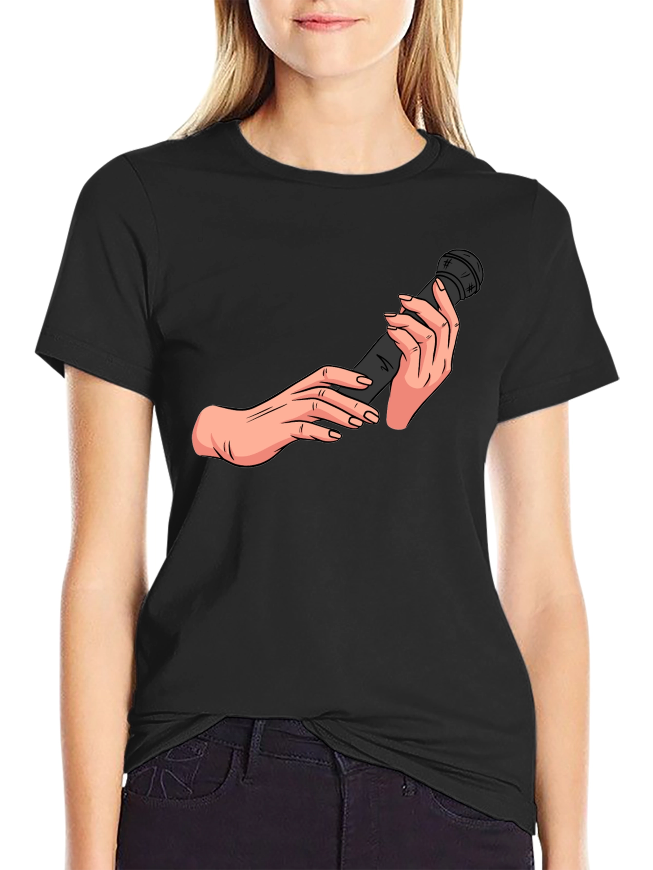 Microphone Hands Black T-Shirt