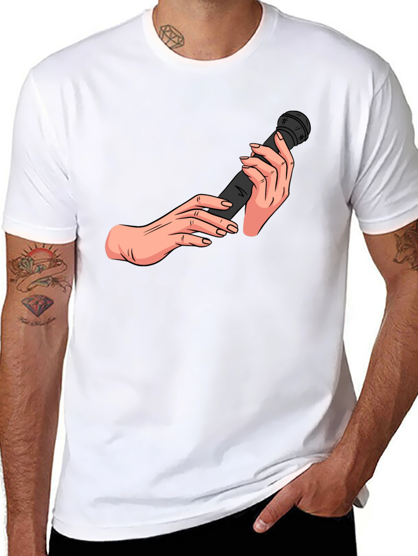 Microphone Hands Black T-Shirt