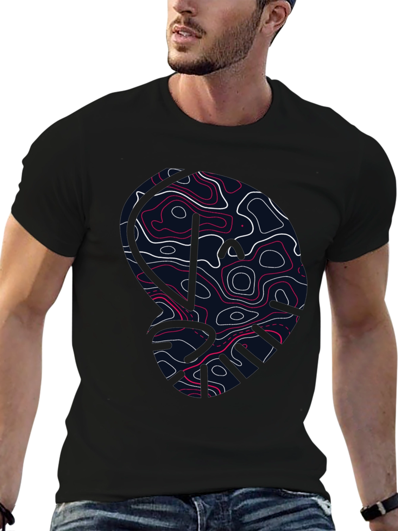 Abstract Topographic Map Graphic Print Tee