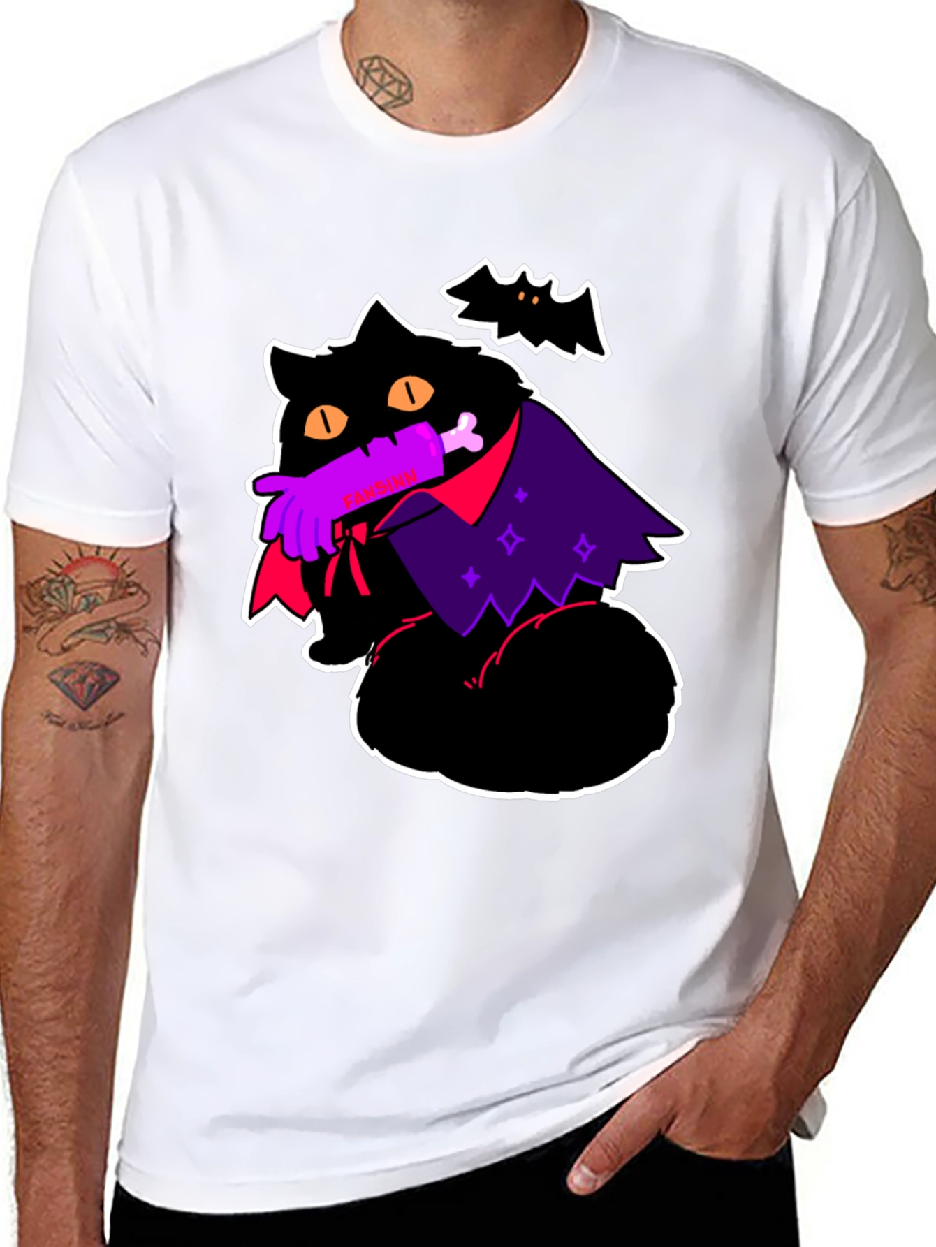 Halloween Vampire Cat Graphic Tee